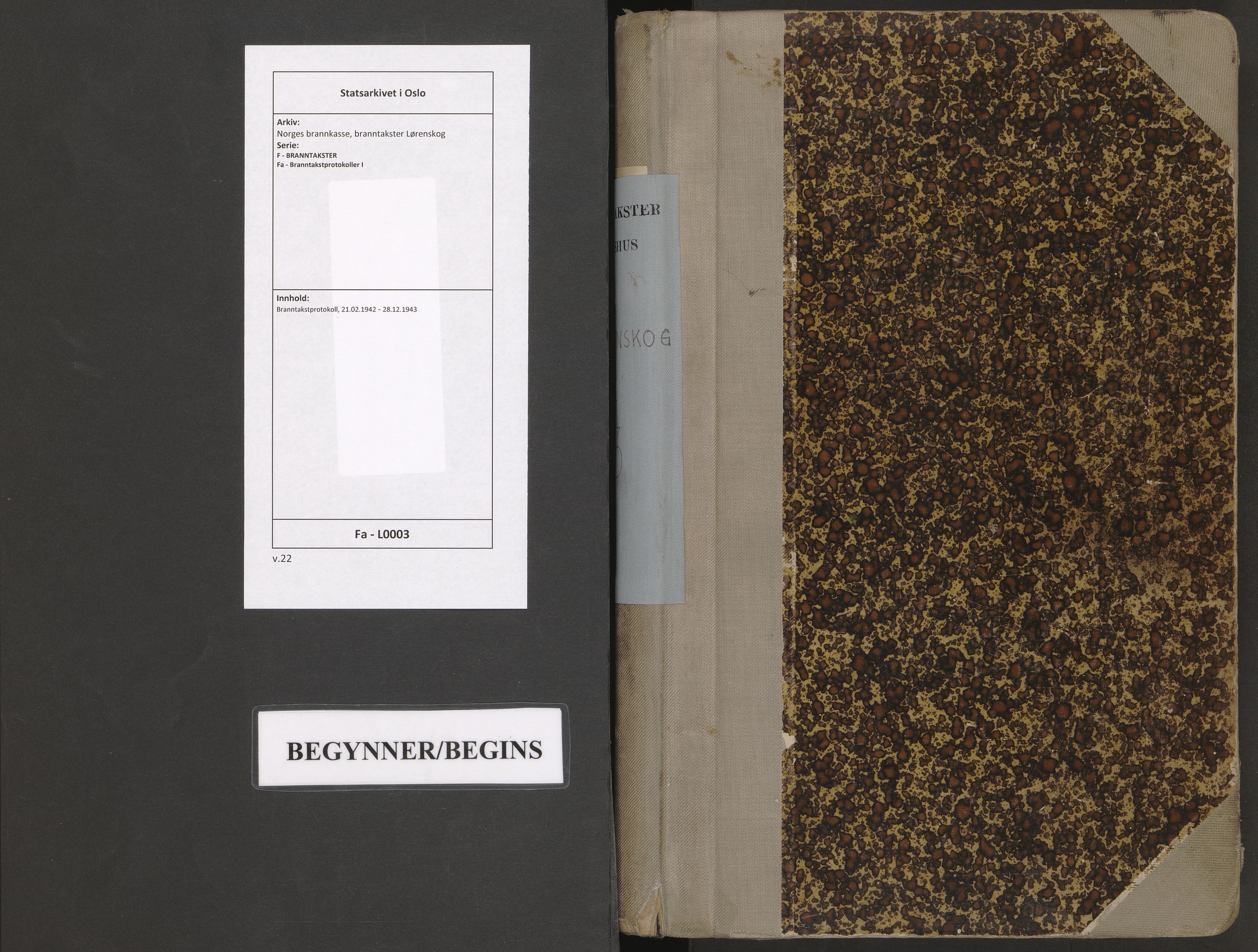 Norges brannkasse, branntakster Lørenskog, AV/SAO-A-11390/F/Fa/L0003: Branntakstprotokoll, 1942-1943