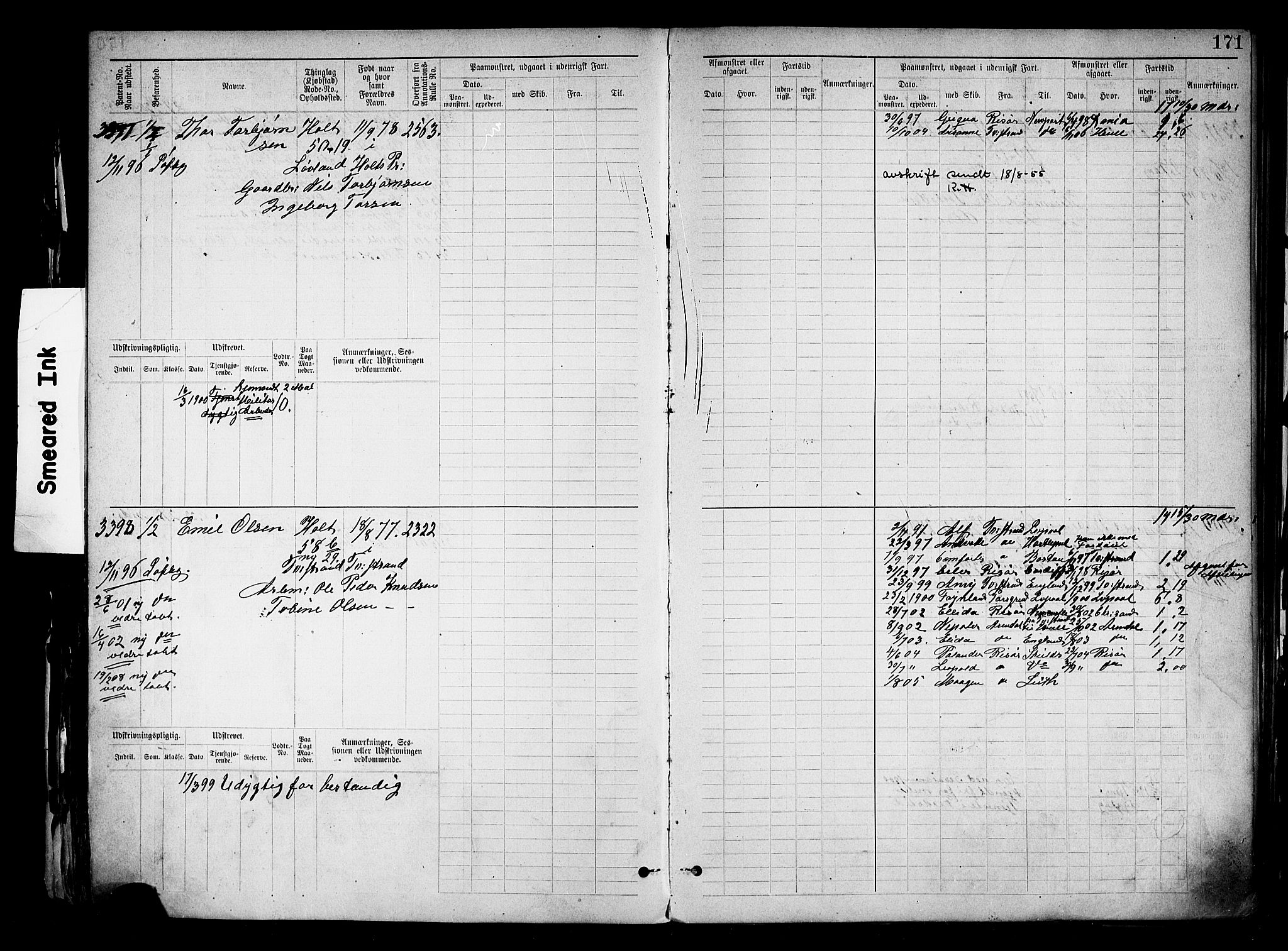 Tvedestrand mønstringskrets, SAK/2031-0011/F/Fb/L0019: Hovedrulle nr 3057-3818, U-35, 1892-1906, s. 175