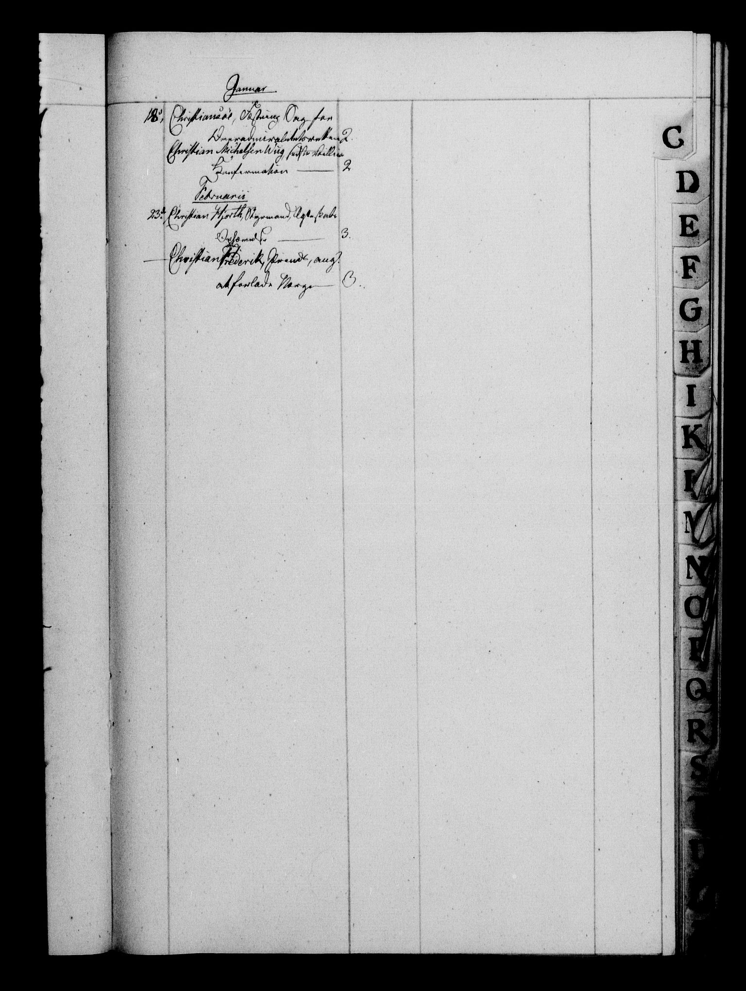 Danske Kanselli 1800-1814, RA/EA-3024/H/Hf/Hfb/Hfbc/L0015: Underskrivelsesbok m. register, 1814, s. 7