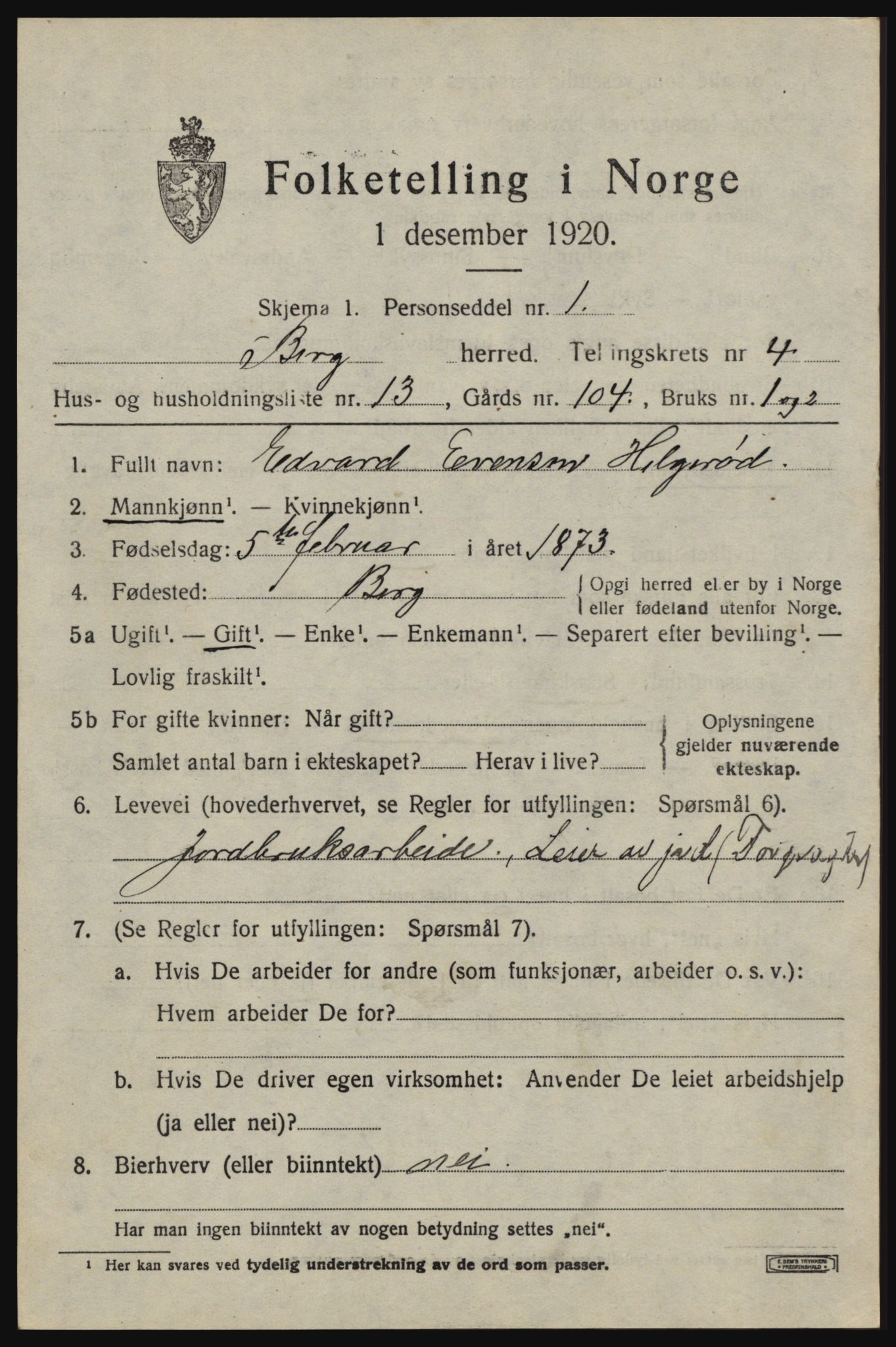SAO, Folketelling 1920 for 0116 Berg herred, 1920, s. 8283