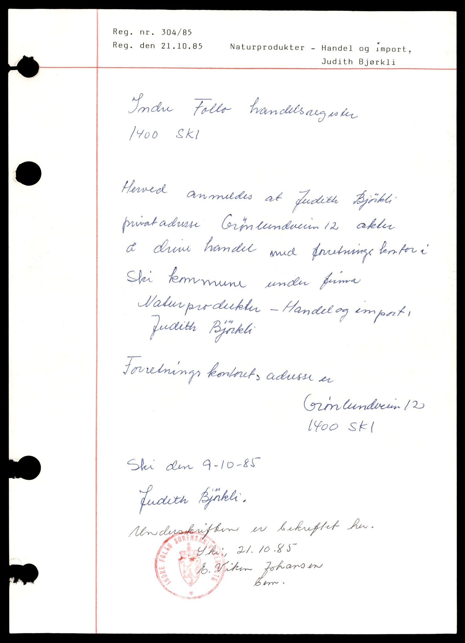 Indre Follo tingrett, SAT/A-10086/K/Ka/Kab/L0002: Enkeltmannsforetak, N - Å, 1944-1990, s. 3