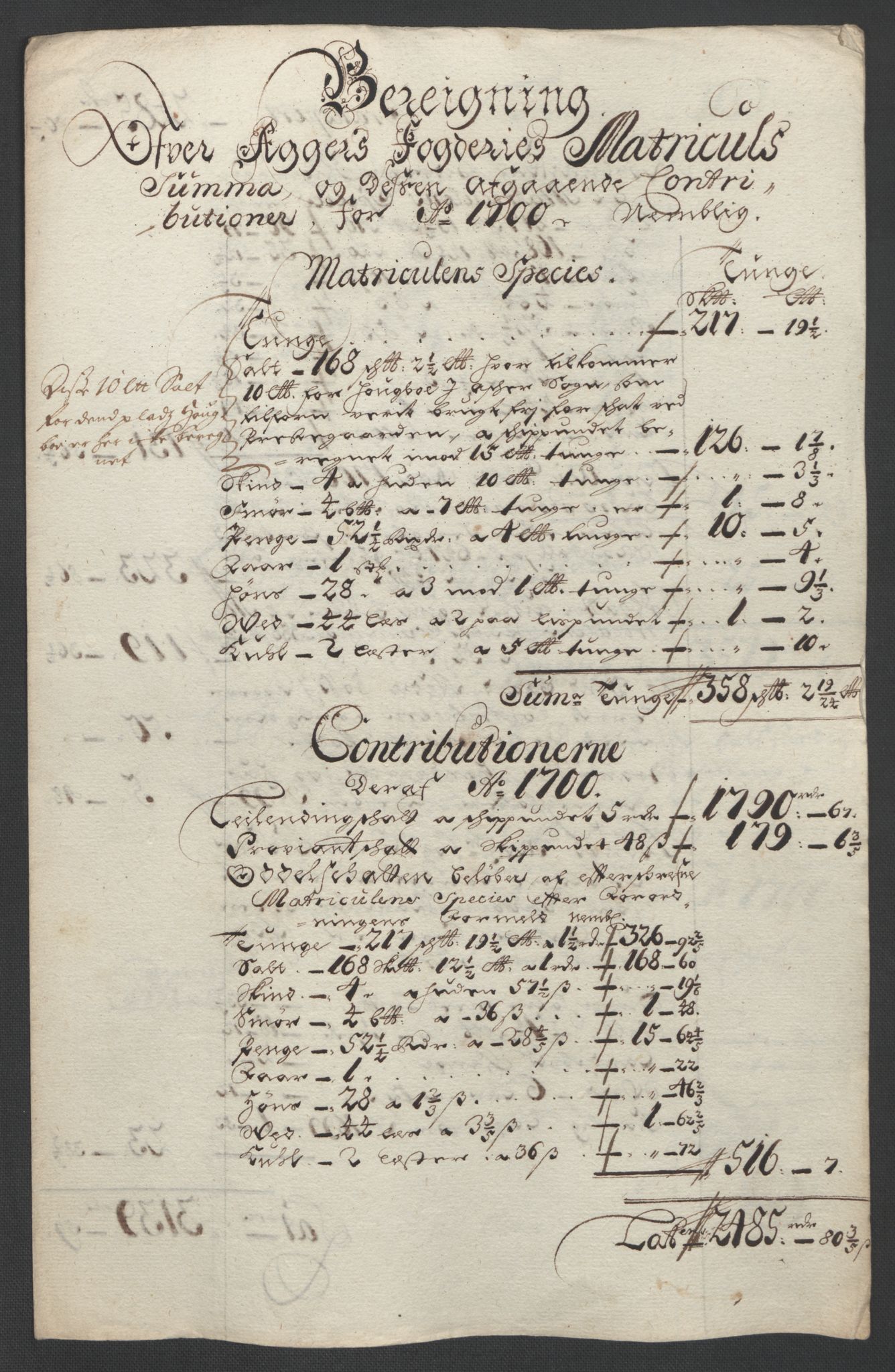 Rentekammeret inntil 1814, Reviderte regnskaper, Fogderegnskap, AV/RA-EA-4092/R10/L0443: Fogderegnskap Aker og Follo, 1700, s. 42