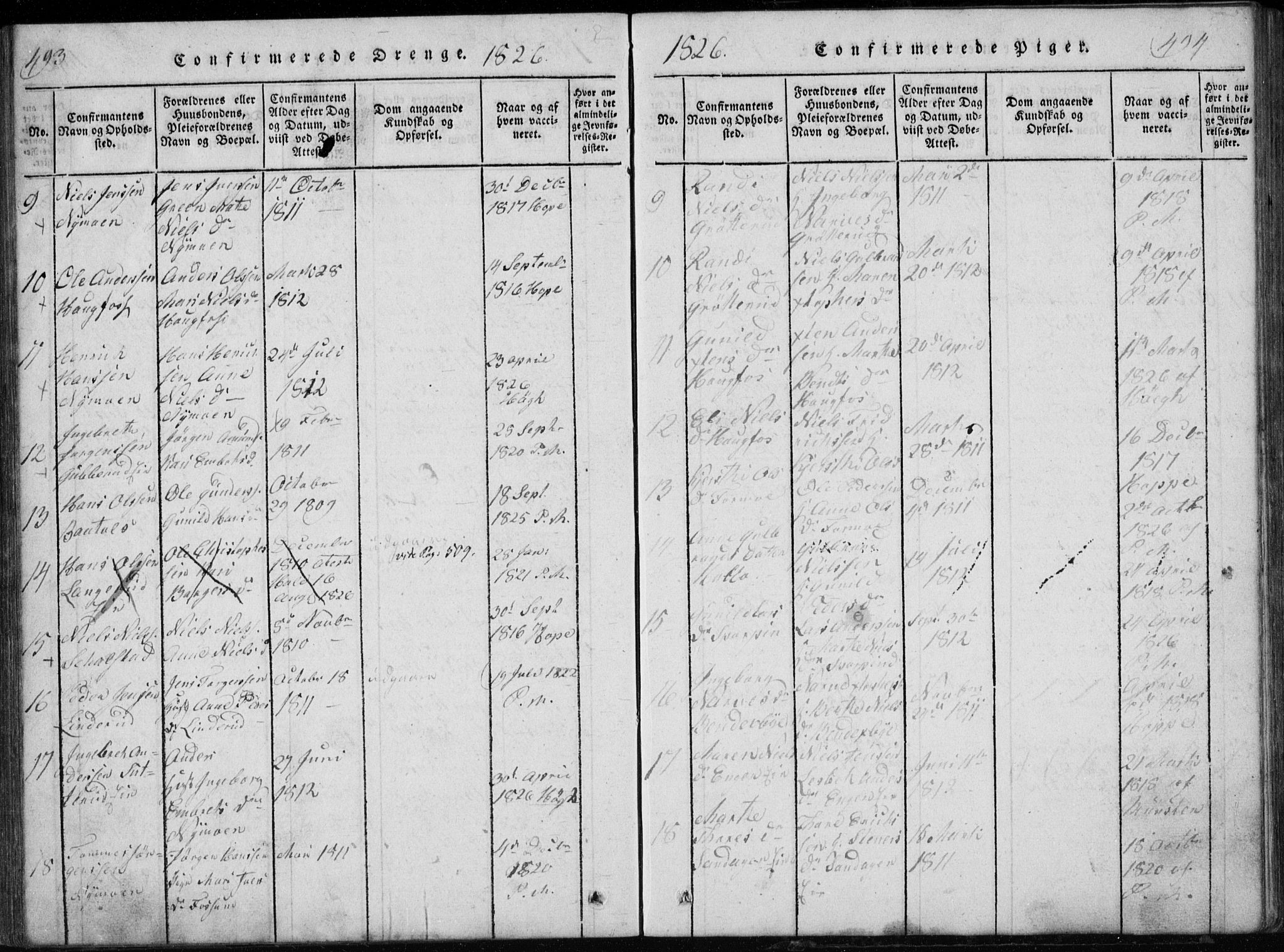 Modum kirkebøker, AV/SAKO-A-234/G/Ga/L0002: Klokkerbok nr. I 2, 1824-1832, s. 493-494