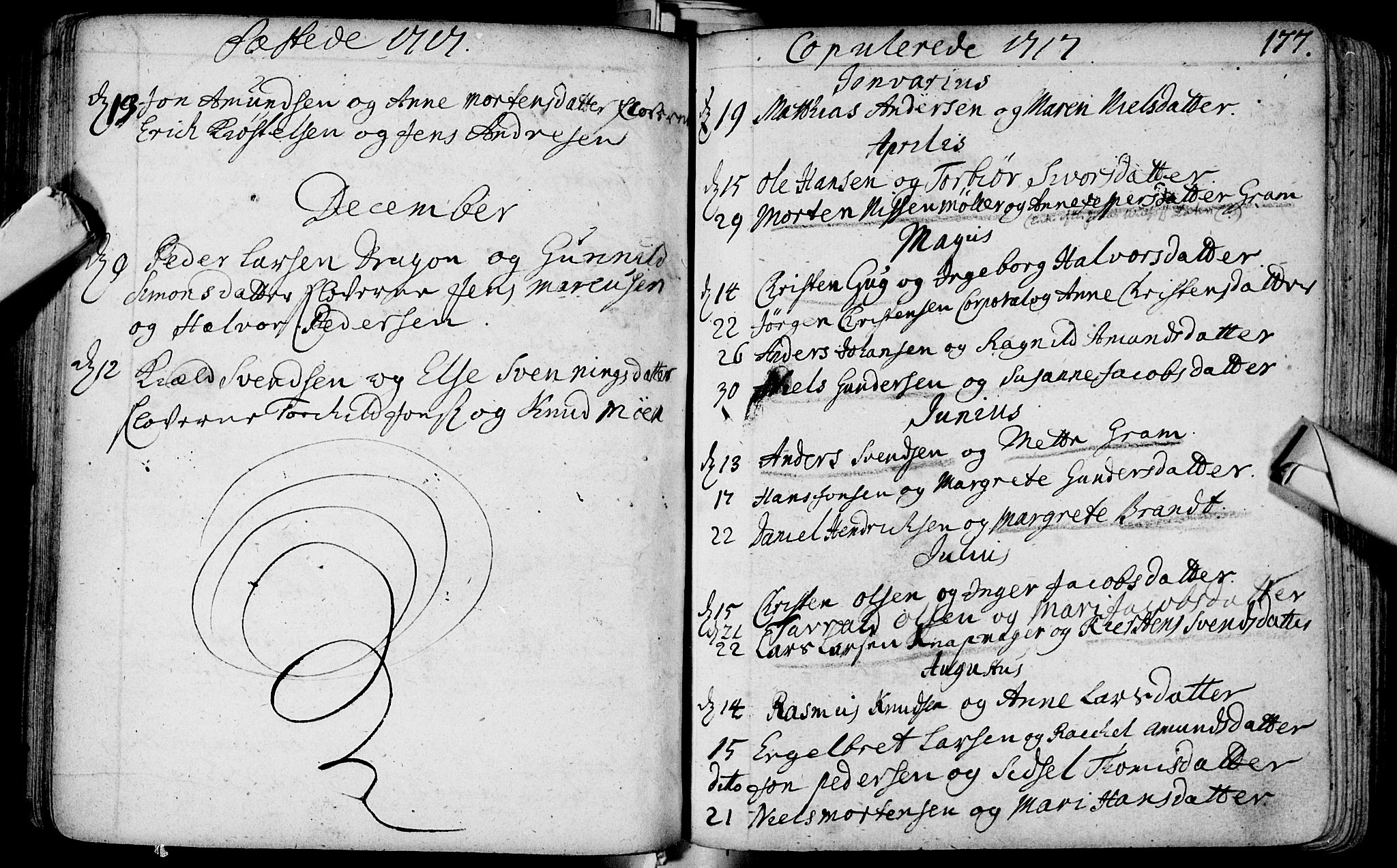 Bragernes kirkebøker, AV/SAKO-A-6/F/Fa/L0003: Ministerialbok nr. I 3, 1706-1734, s. 177