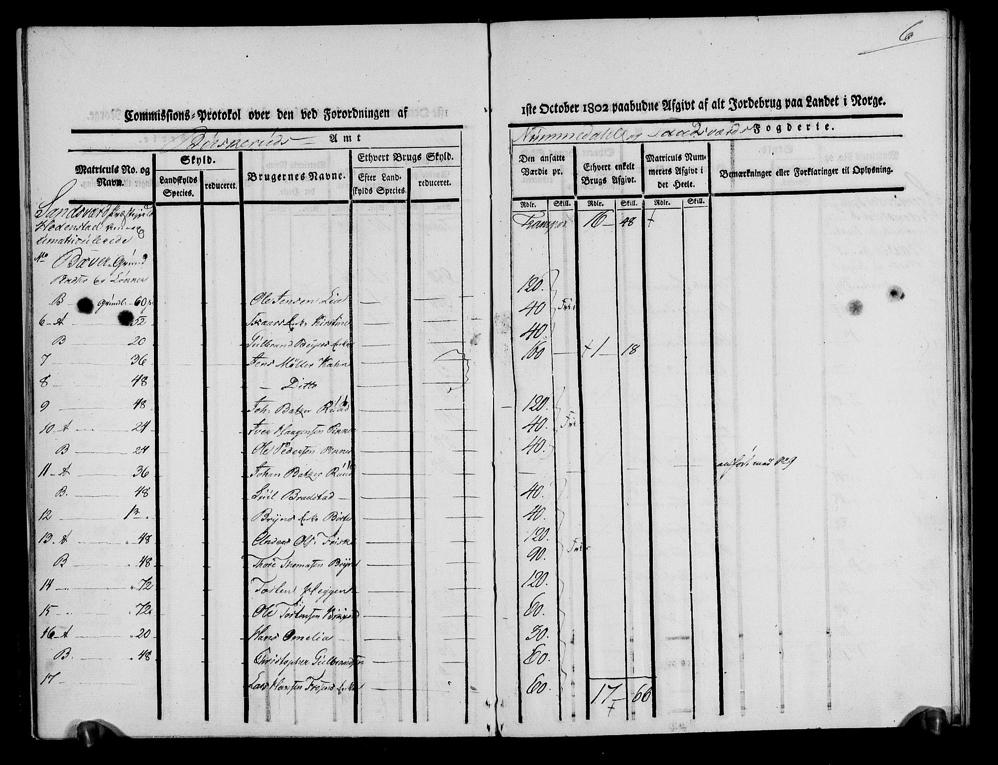 Rentekammeret inntil 1814, Realistisk ordnet avdeling, RA/EA-4070/N/Ne/Nea/L0052: Numedal og Sandsvær fogderi. Kommisjonsprotokoll over umatrikulerte jordbruk i Hedenstad anneks, 1803, s. 8