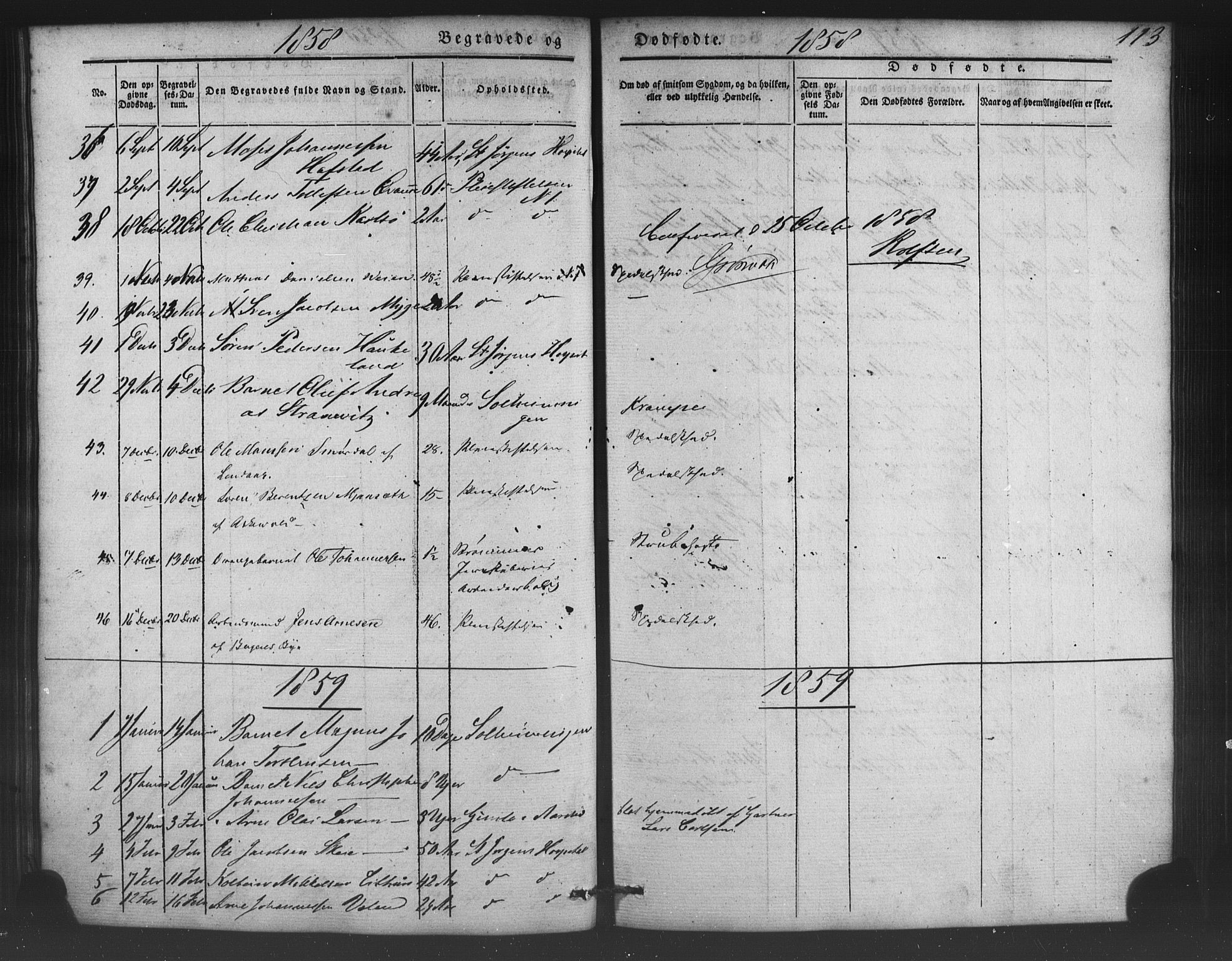 St. Jørgens hospital og Årstad sokneprestembete, AV/SAB-A-99934: Klokkerbok nr. A 5, 1844-1871, s. 113