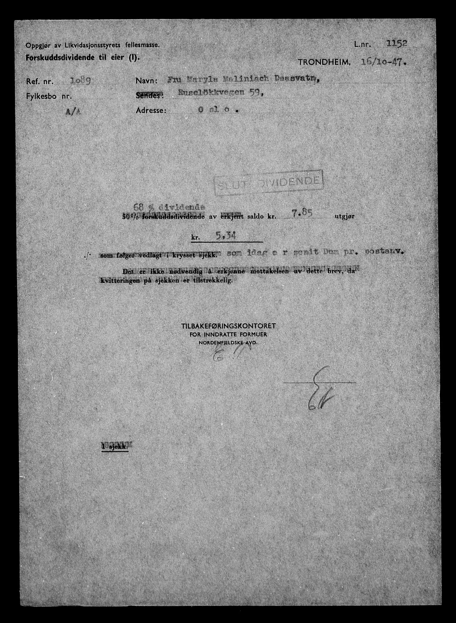 Justisdepartementet, Tilbakeføringskontoret for inndratte formuer, AV/RA-S-1564/H/Hc/Hca/L0903: --, 1945-1947, s. 560