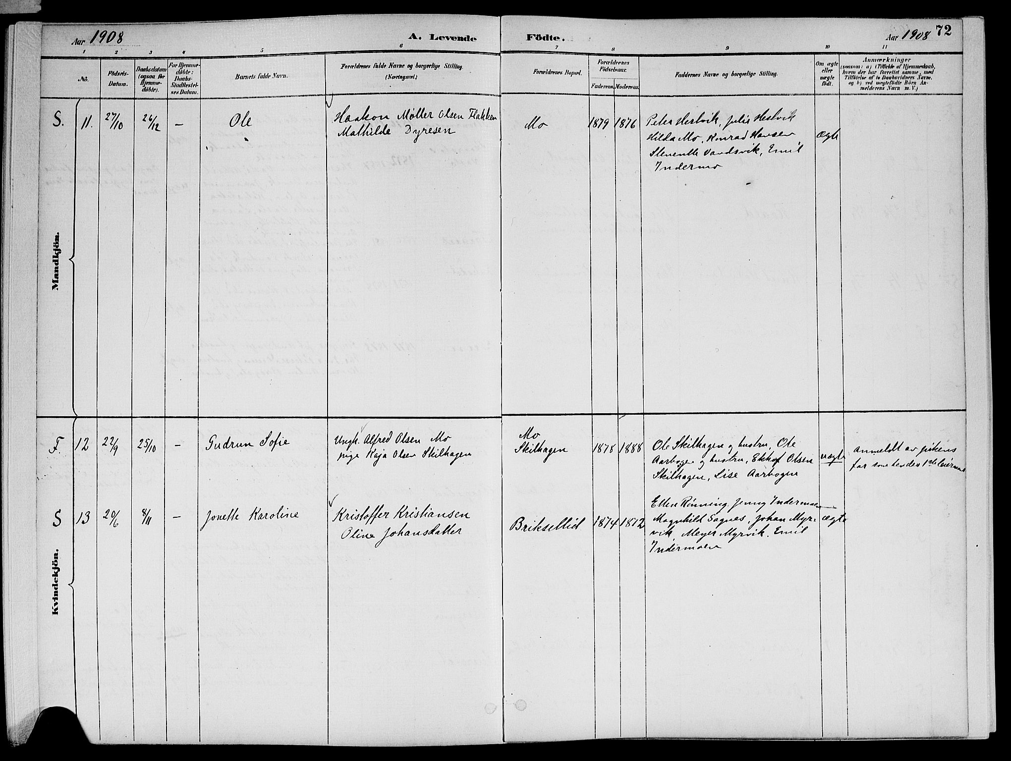 Ministerialprotokoller, klokkerbøker og fødselsregistre - Nord-Trøndelag, AV/SAT-A-1458/773/L0617: Ministerialbok nr. 773A08, 1887-1910, s. 72