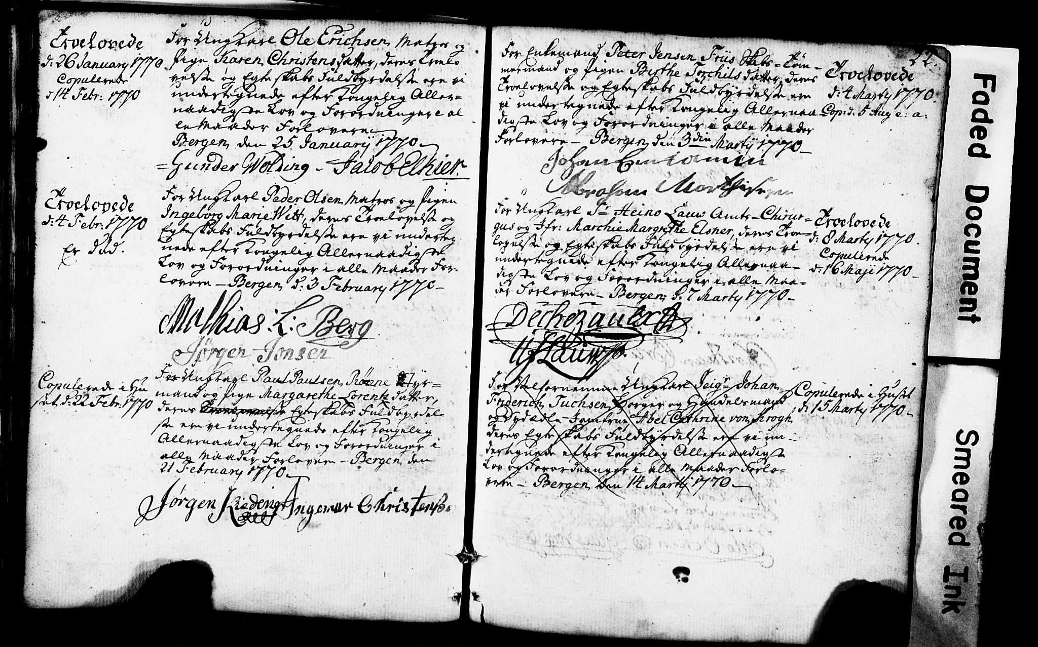 Domkirken sokneprestembete, SAB/A-74801: Forlovererklæringer nr. II.5.1, 1767-1792, s. 22