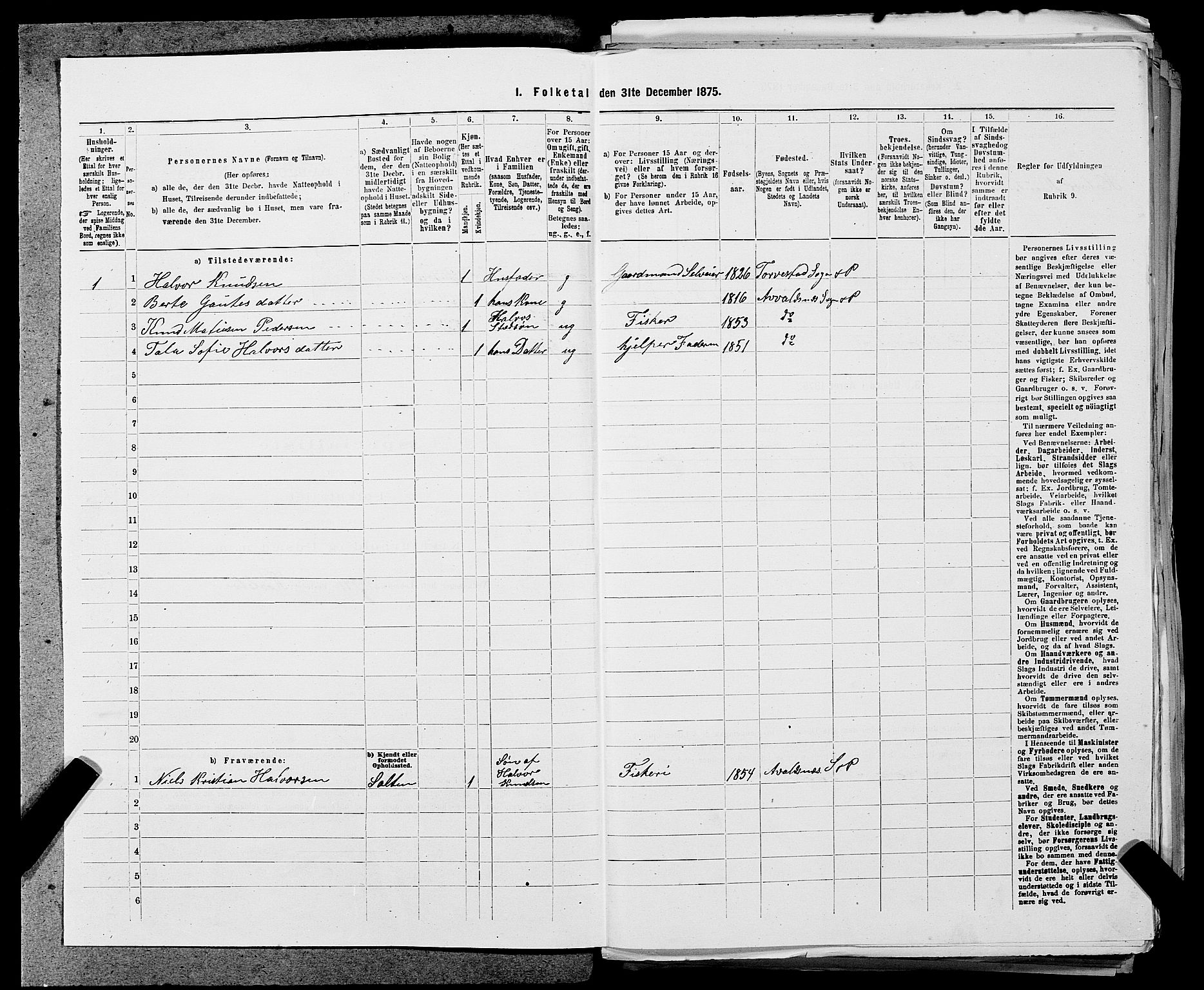 SAST, Folketelling 1875 for 1147L Avaldsnes prestegjeld, Avaldsnes sokn og Kopervik landsokn, 1875, s. 900