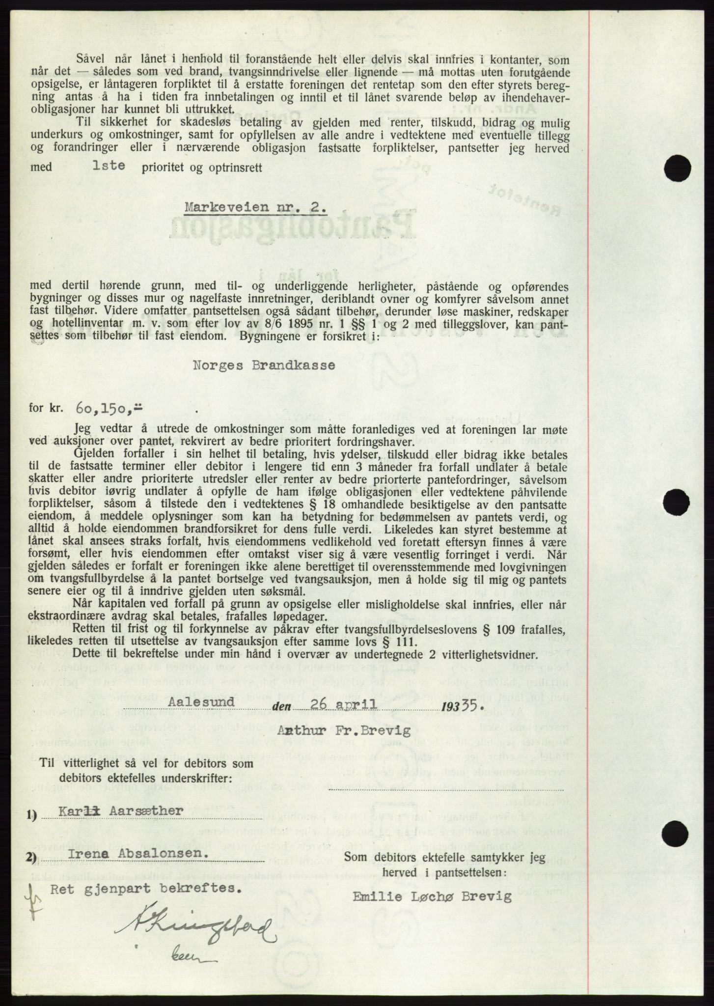 Ålesund byfogd, AV/SAT-A-4384: Pantebok nr. 32, 1934-1935, Tingl.dato: 18.06.1935