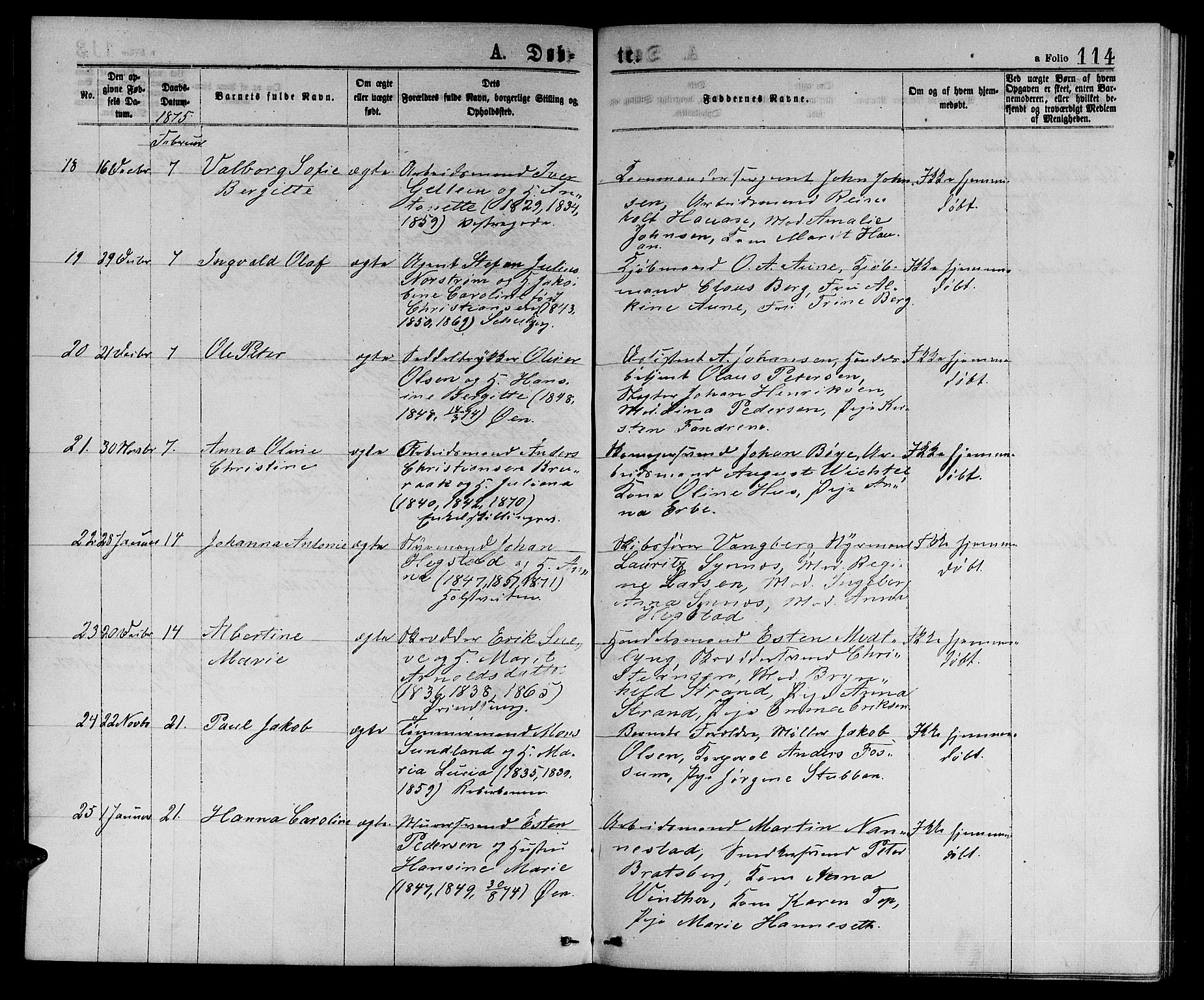 Ministerialprotokoller, klokkerbøker og fødselsregistre - Sør-Trøndelag, SAT/A-1456/601/L0088: Klokkerbok nr. 601C06, 1870-1878, s. 114