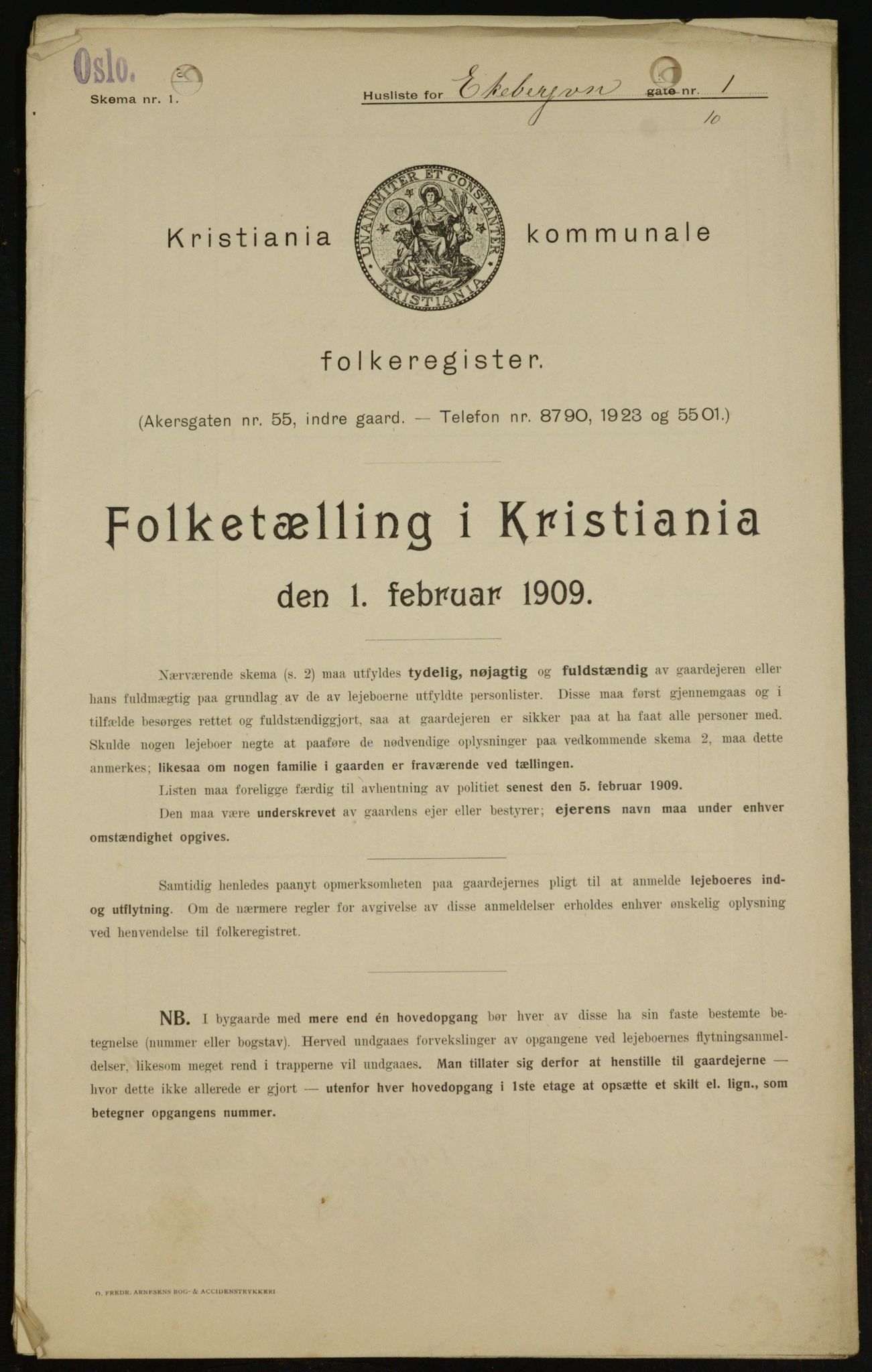 OBA, Kommunal folketelling 1.2.1909 for Kristiania kjøpstad, 1909, s. 18167