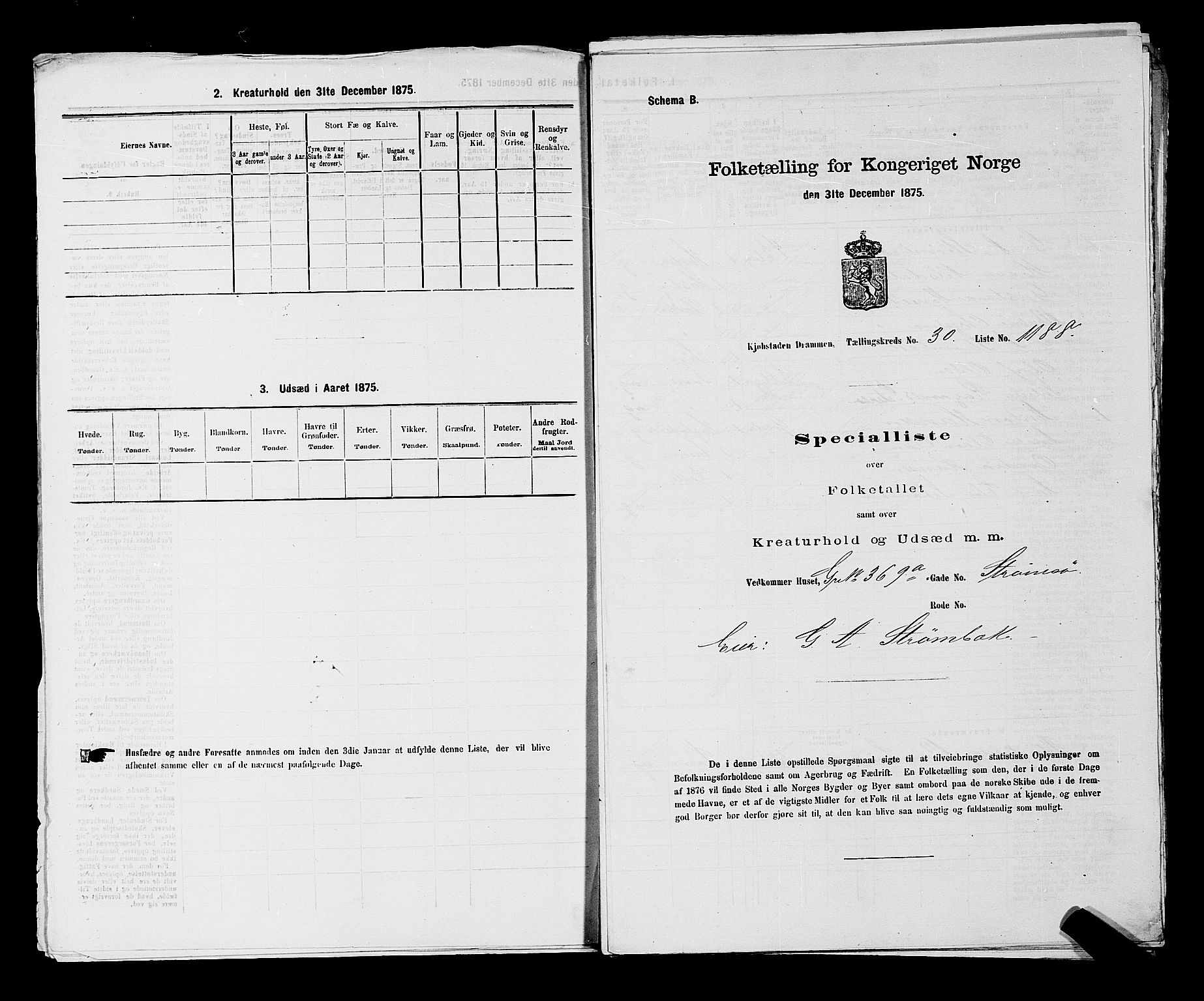 SAKO, Folketelling 1875 for 0602 Drammen kjøpstad, 1875, s. 2784