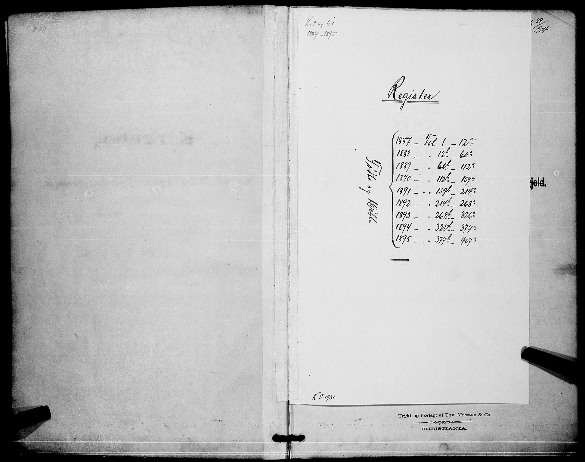 Paulus prestekontor Kirkebøker, AV/SAO-A-10871/G/Ga/L0003: Klokkerbok nr. 3, 1887-1895