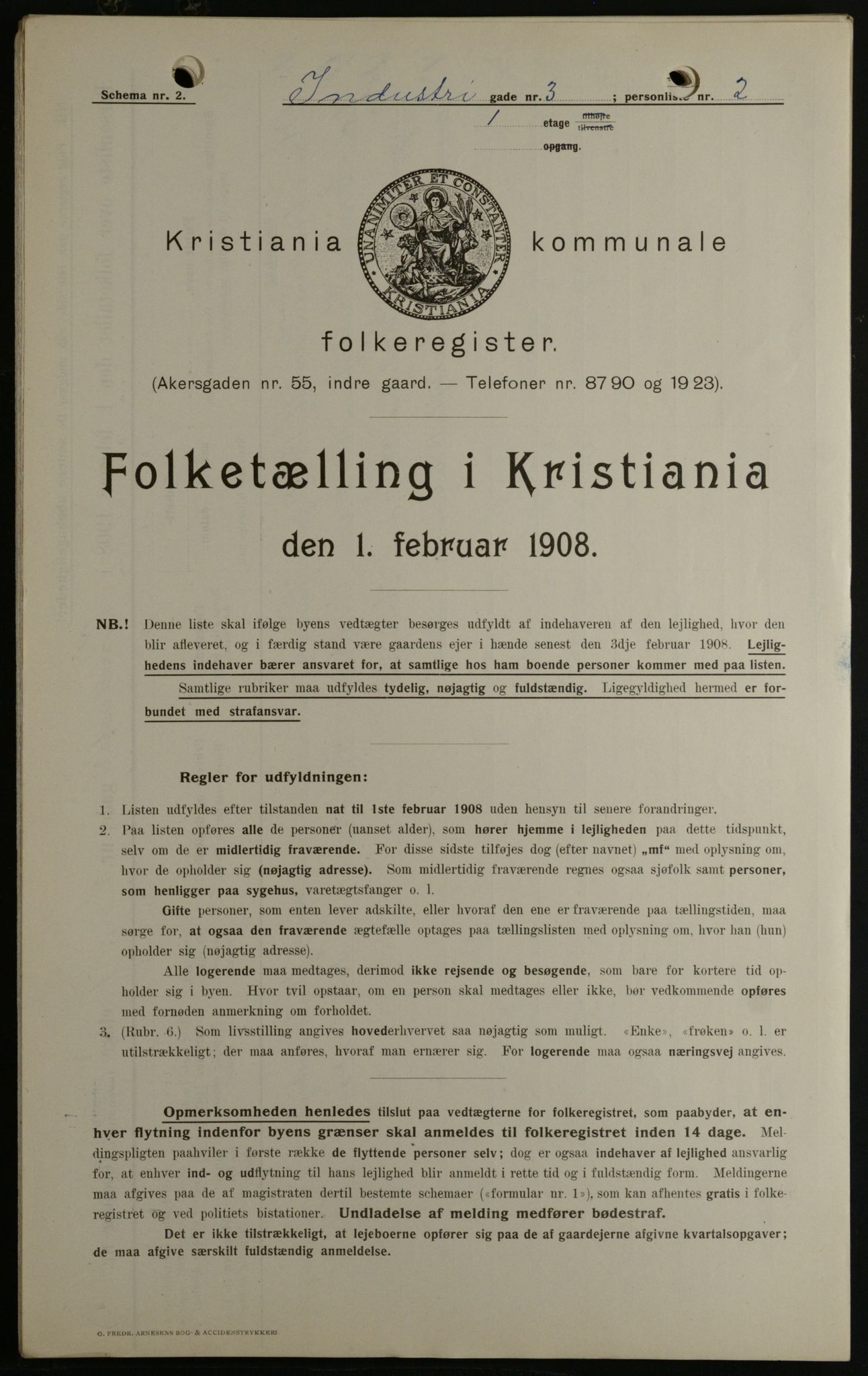 OBA, Kommunal folketelling 1.2.1908 for Kristiania kjøpstad, 1908, s. 38817