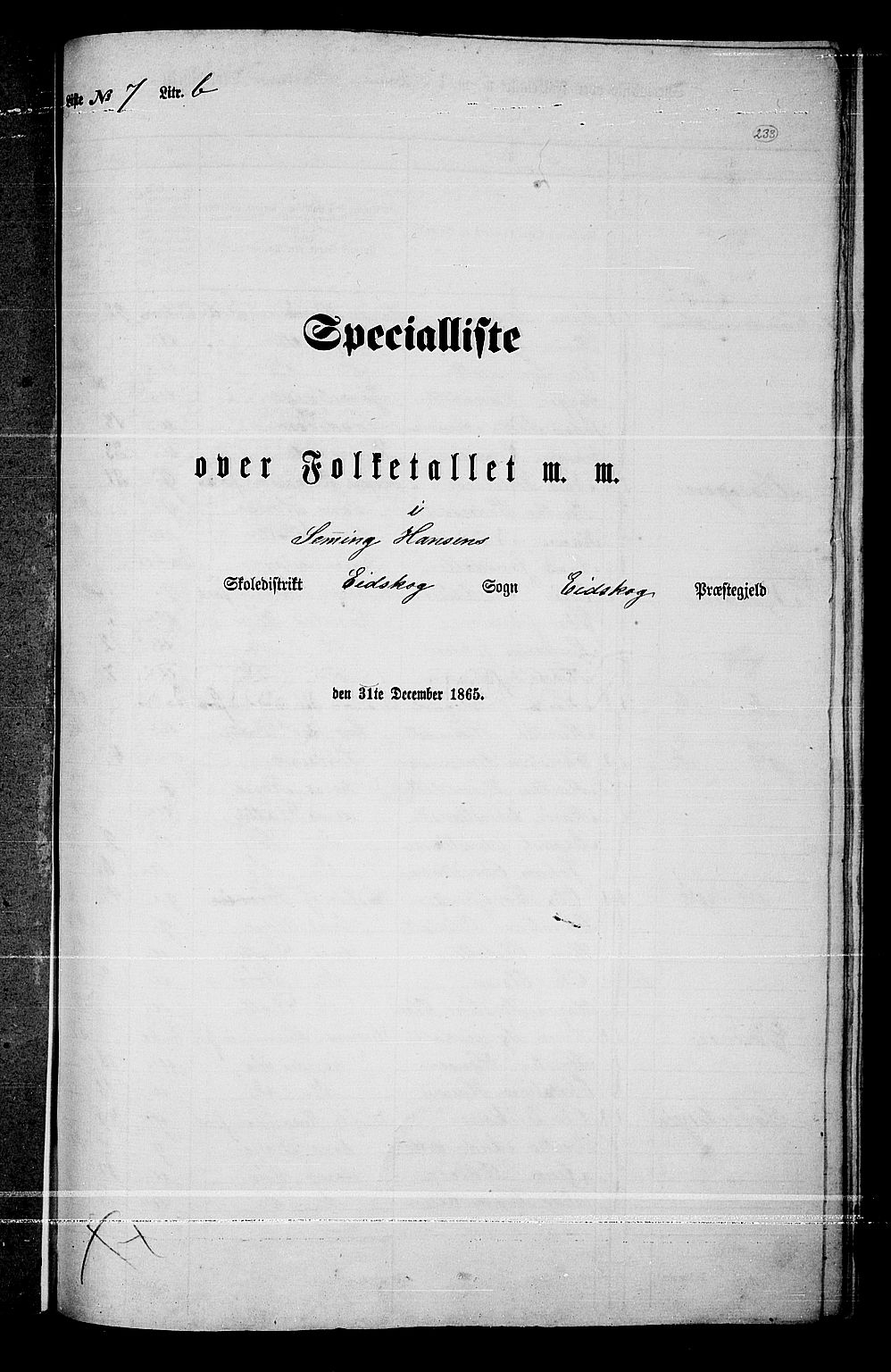 RA, Folketelling 1865 for 0420P Eidskog prestegjeld, 1865, s. 209