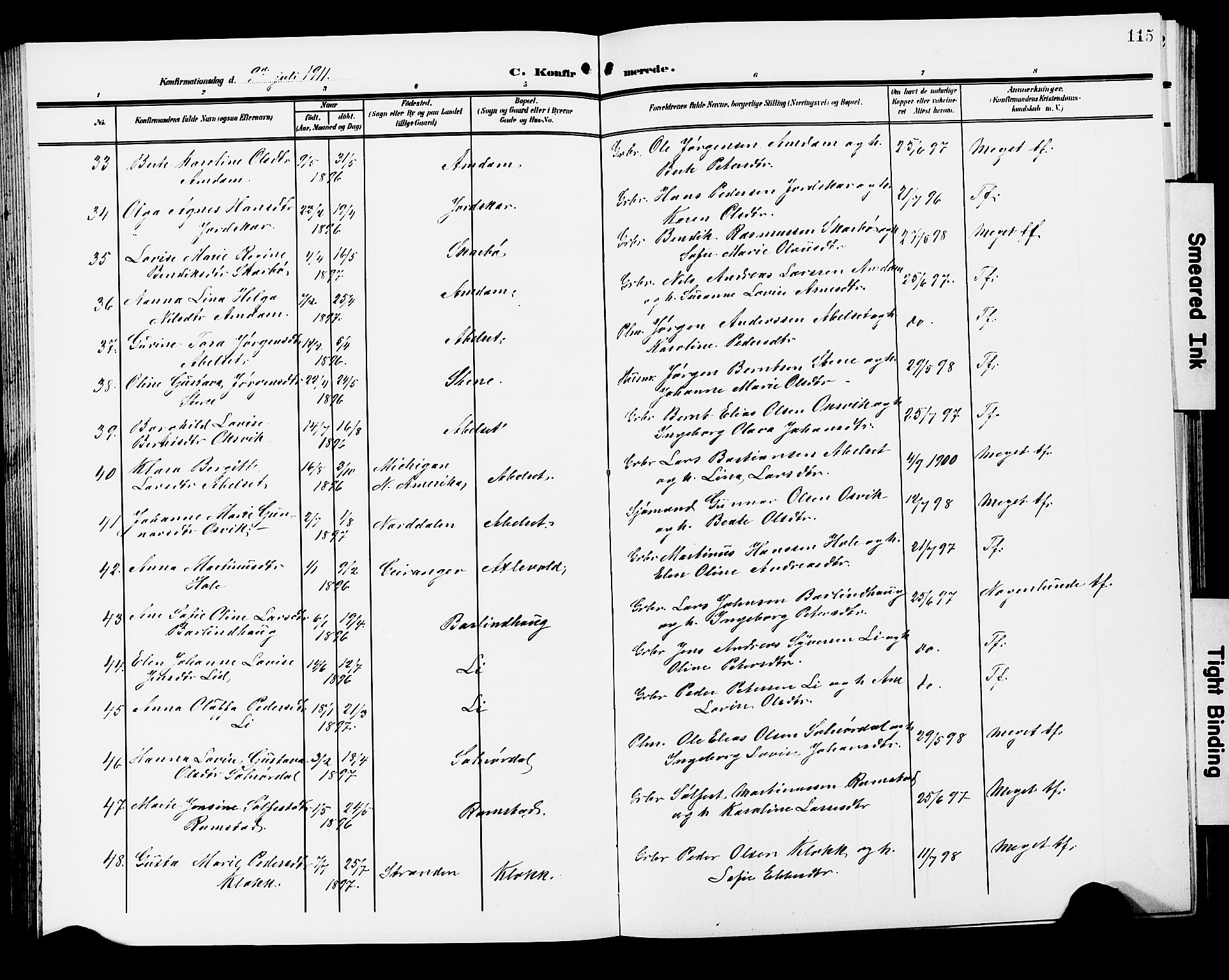 Ministerialprotokoller, klokkerbøker og fødselsregistre - Møre og Romsdal, AV/SAT-A-1454/522/L0328: Klokkerbok nr. 522C07, 1909-1925, s. 115
