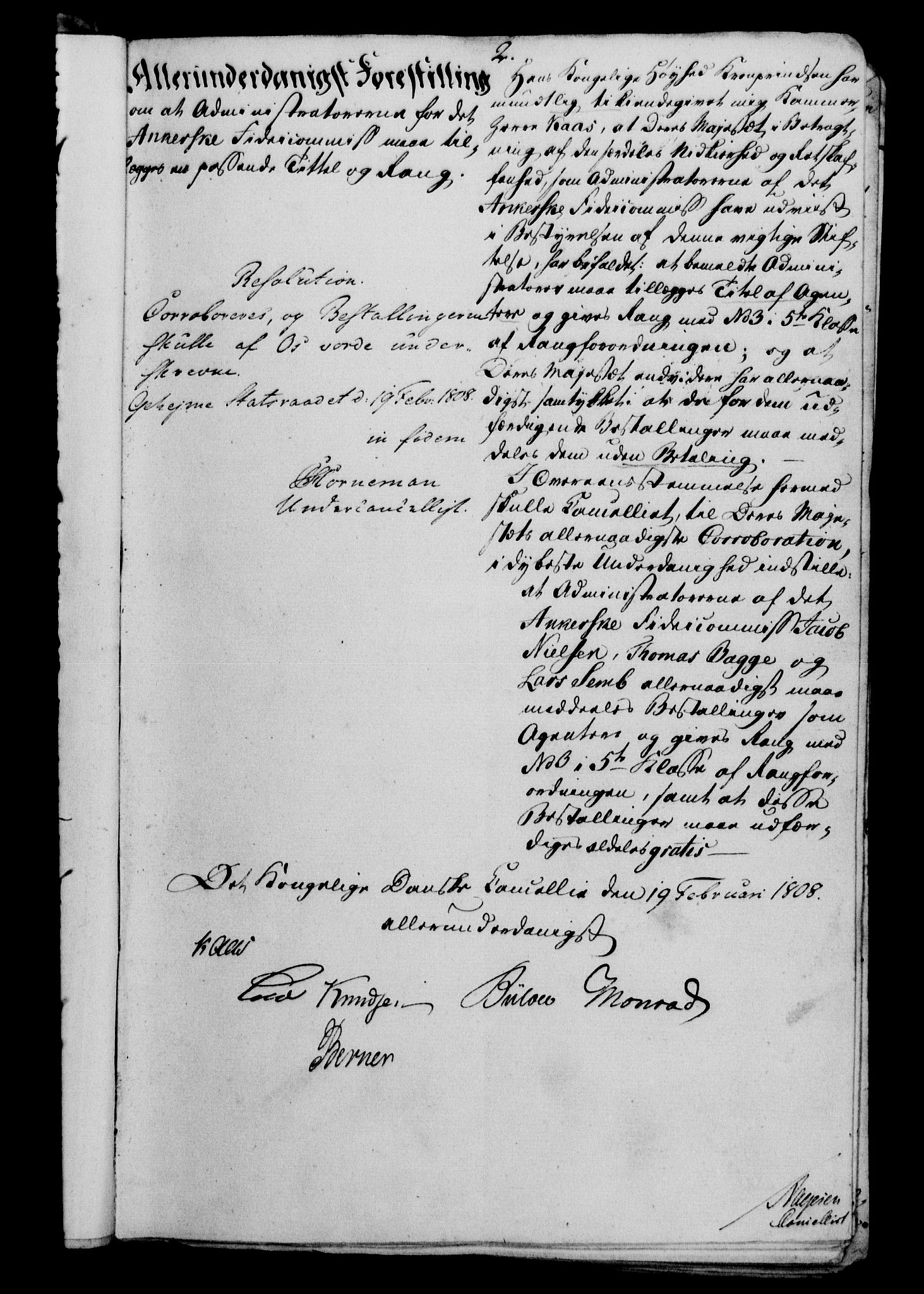 Danske Kanselli 1800-1814, AV/RA-EA-3024/H/Hf/Hfa/Hfab/L0009: Forestillinger, Kanselliets avdeling i Kolding og Rendsborg, 1808-1809