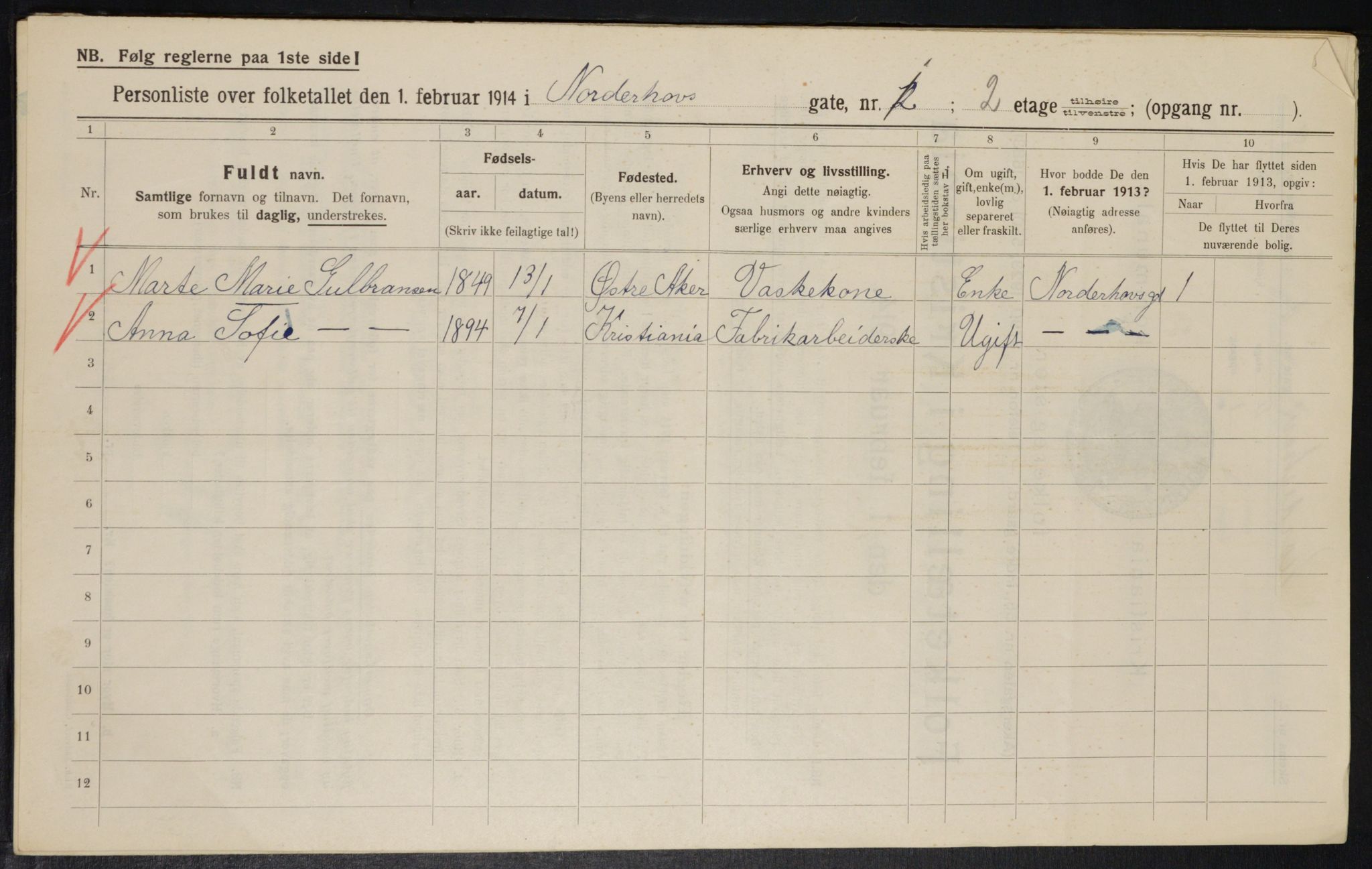 OBA, Kommunal folketelling 1.2.1914 for Kristiania, 1914, s. 72460