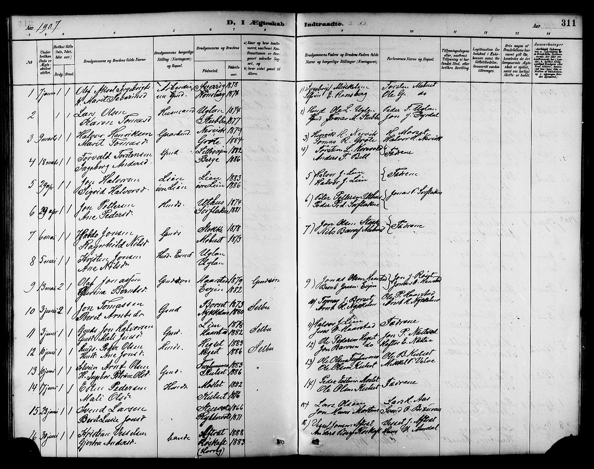 Ministerialprotokoller, klokkerbøker og fødselsregistre - Sør-Trøndelag, AV/SAT-A-1456/695/L1157: Klokkerbok nr. 695C08, 1889-1913, s. 311