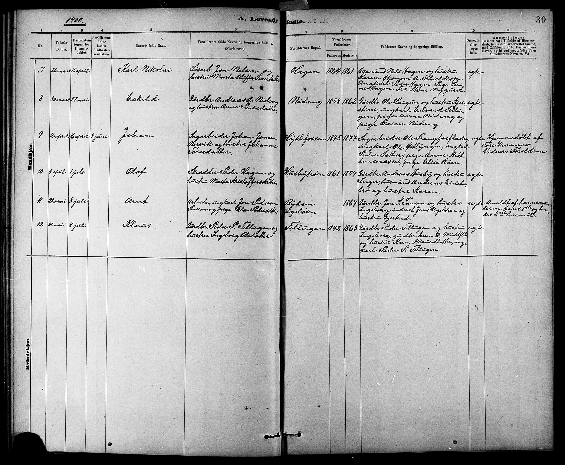 Ministerialprotokoller, klokkerbøker og fødselsregistre - Sør-Trøndelag, SAT/A-1456/618/L0452: Klokkerbok nr. 618C03, 1884-1906, s. 39