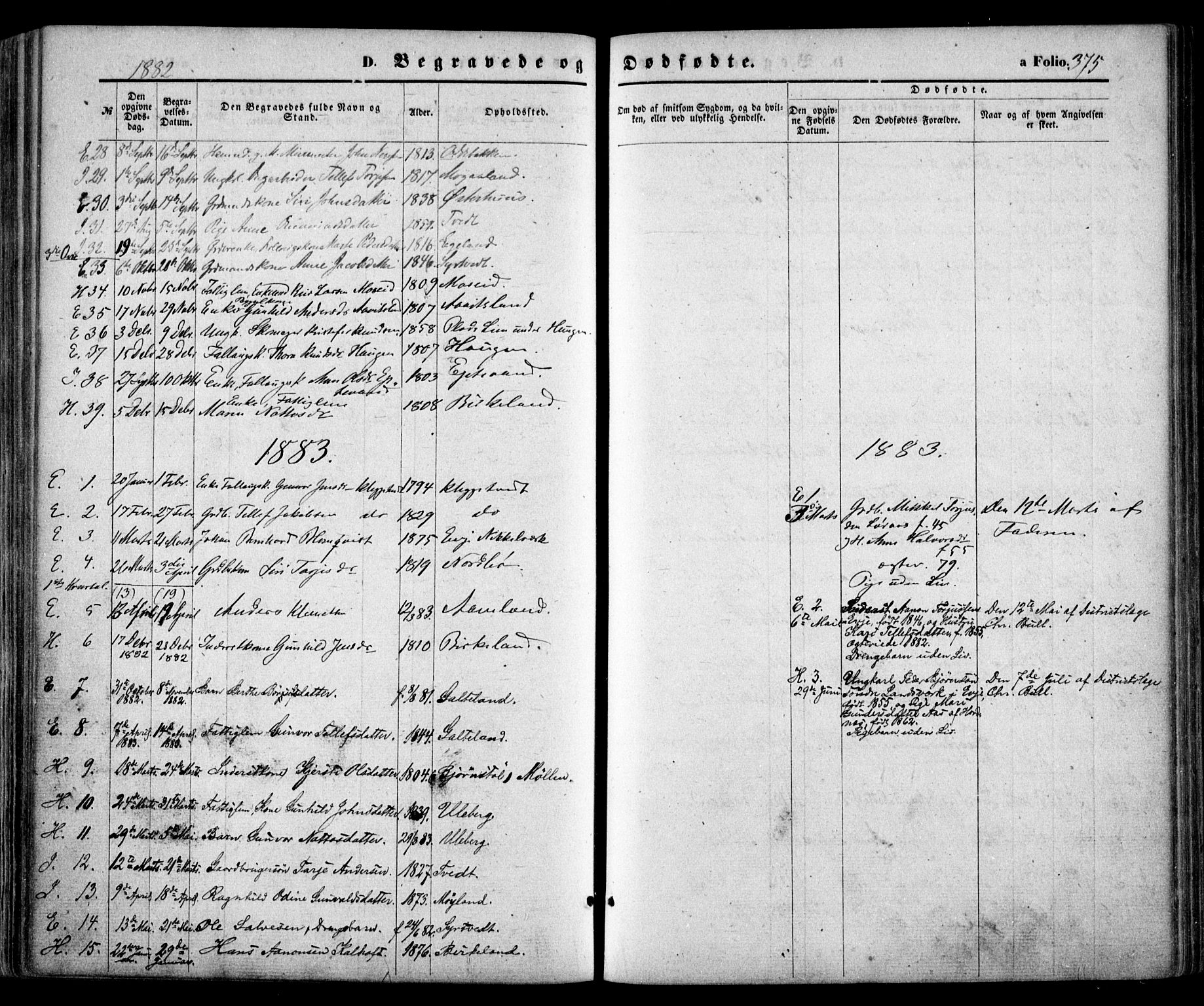 Evje sokneprestkontor, SAK/1111-0008/F/Fa/Faa/L0006: Ministerialbok nr. A 6, 1866-1884, s. 375