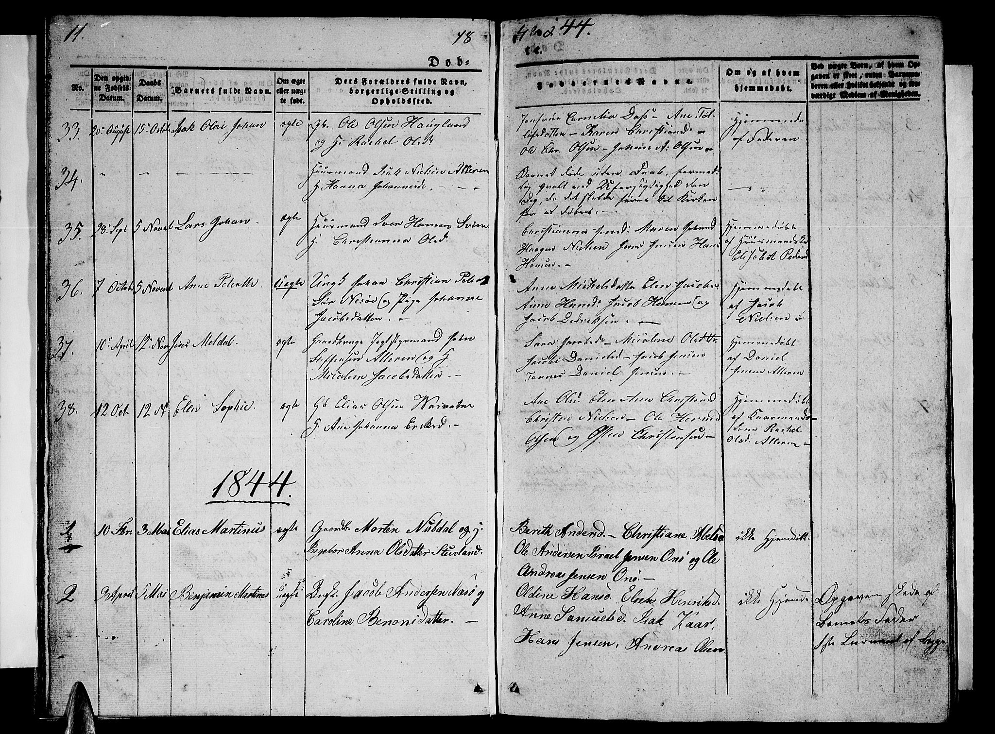Ministerialprotokoller, klokkerbøker og fødselsregistre - Nordland, SAT/A-1459/839/L0572: Klokkerbok nr. 839C02, 1841-1873, s. 11