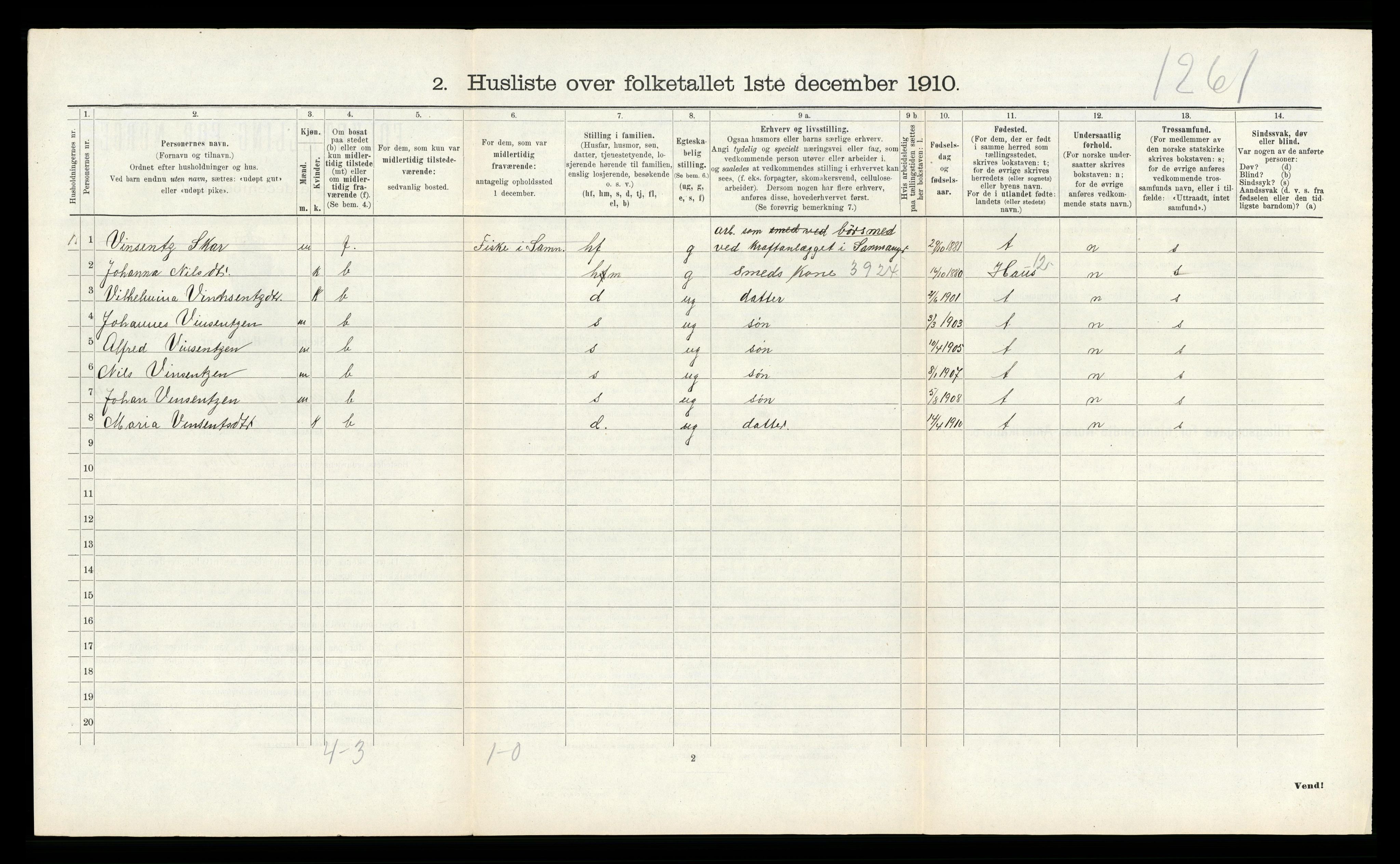 RA, Folketelling 1910 for 1242 Samnanger herred, 1910, s. 168