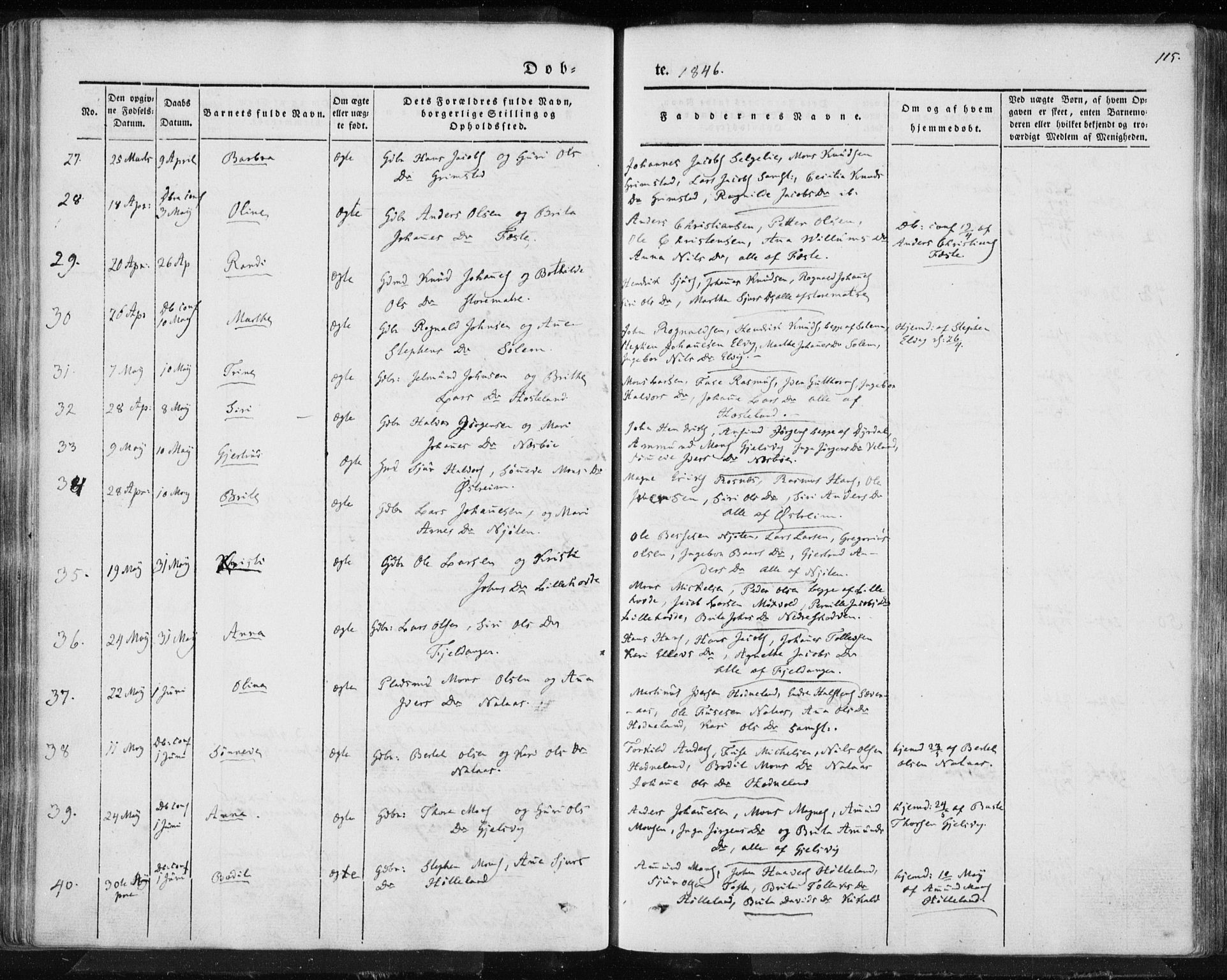 Lindås Sokneprestembete, AV/SAB-A-76701/H/Haa/Haaa/L0010: Ministerialbok nr. A 10, 1842-1862, s. 115