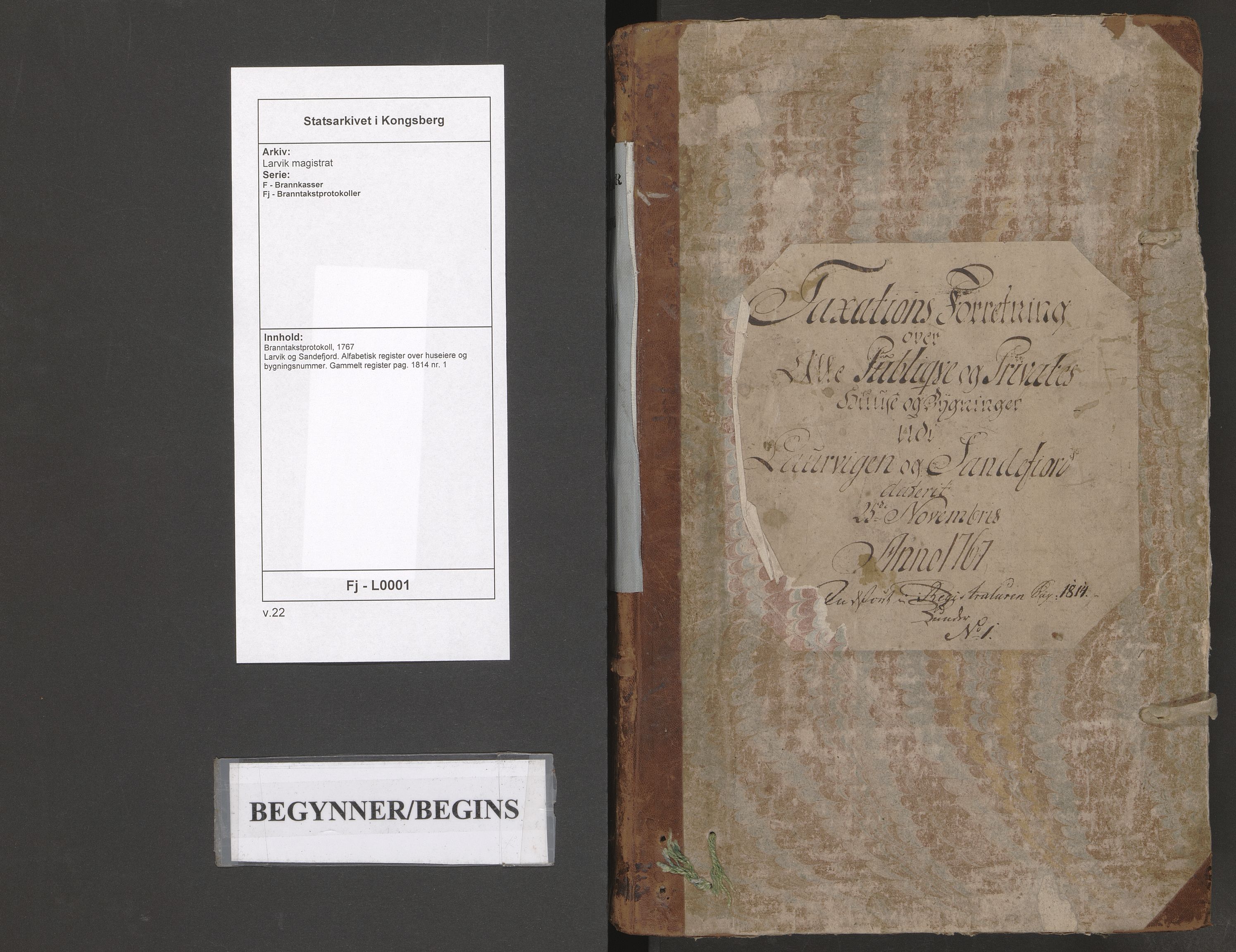 Larvik magistrat, SAKO/A-851/F/Fj/L0001: Branntakstprotokoll, 1767