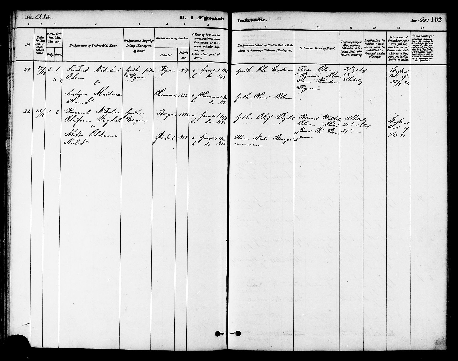 Ministerialprotokoller, klokkerbøker og fødselsregistre - Nord-Trøndelag, SAT/A-1458/786/L0686: Ministerialbok nr. 786A02, 1880-1887, s. 162