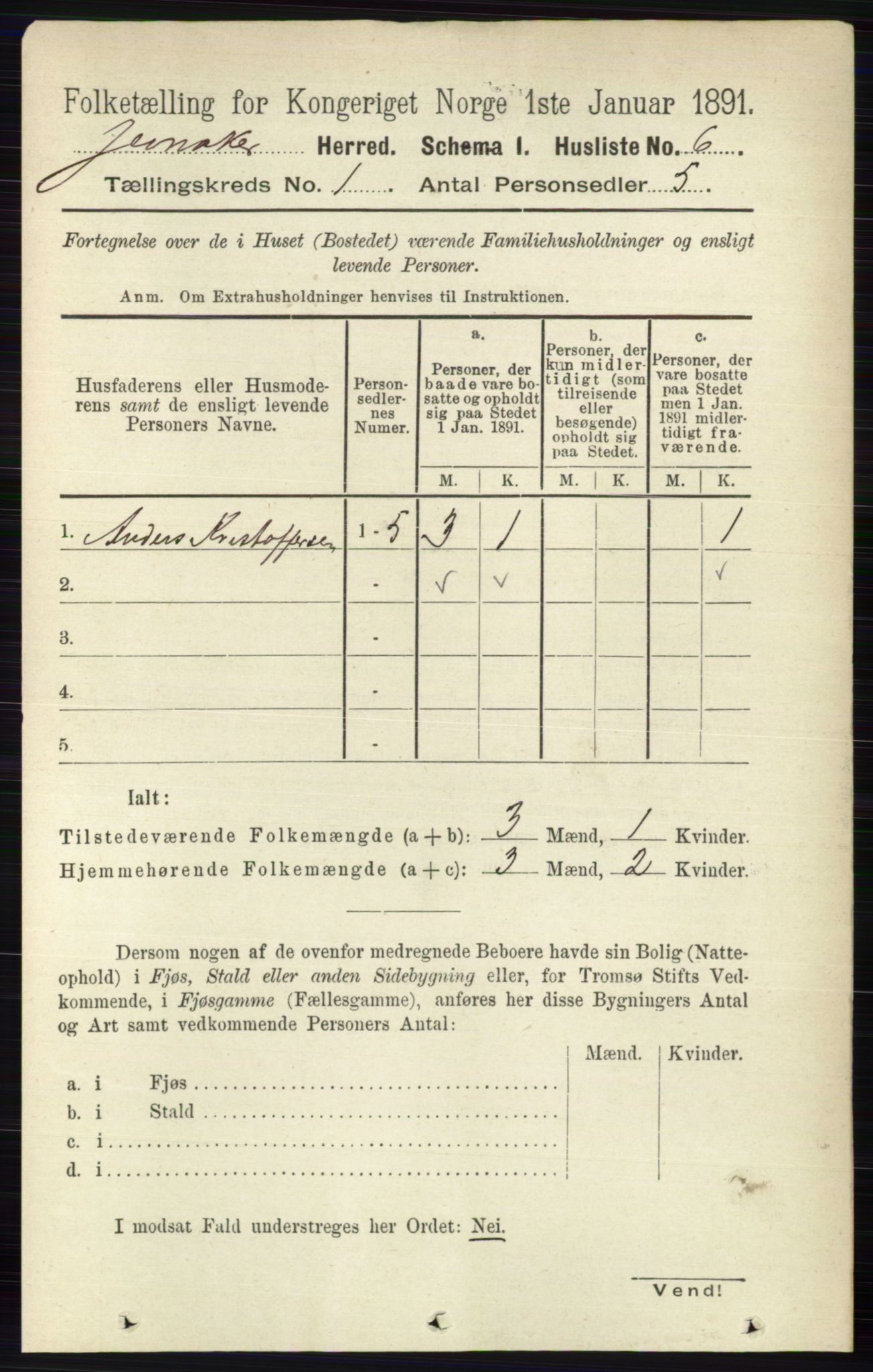 RA, Folketelling 1891 for 0532 Jevnaker herred, 1891, s. 39