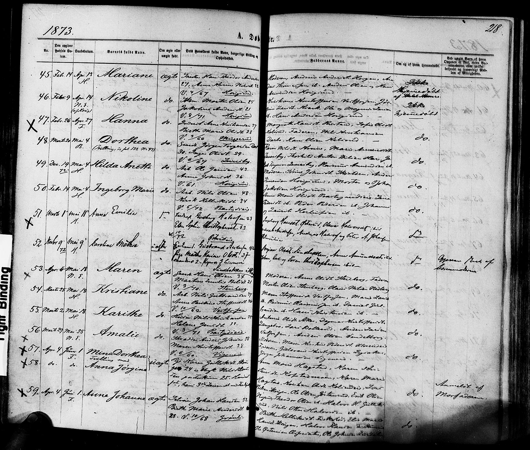 Eiker kirkebøker, AV/SAKO-A-4/F/Fa/L0017: Ministerialbok nr. I 17, 1869-1877, s. 218