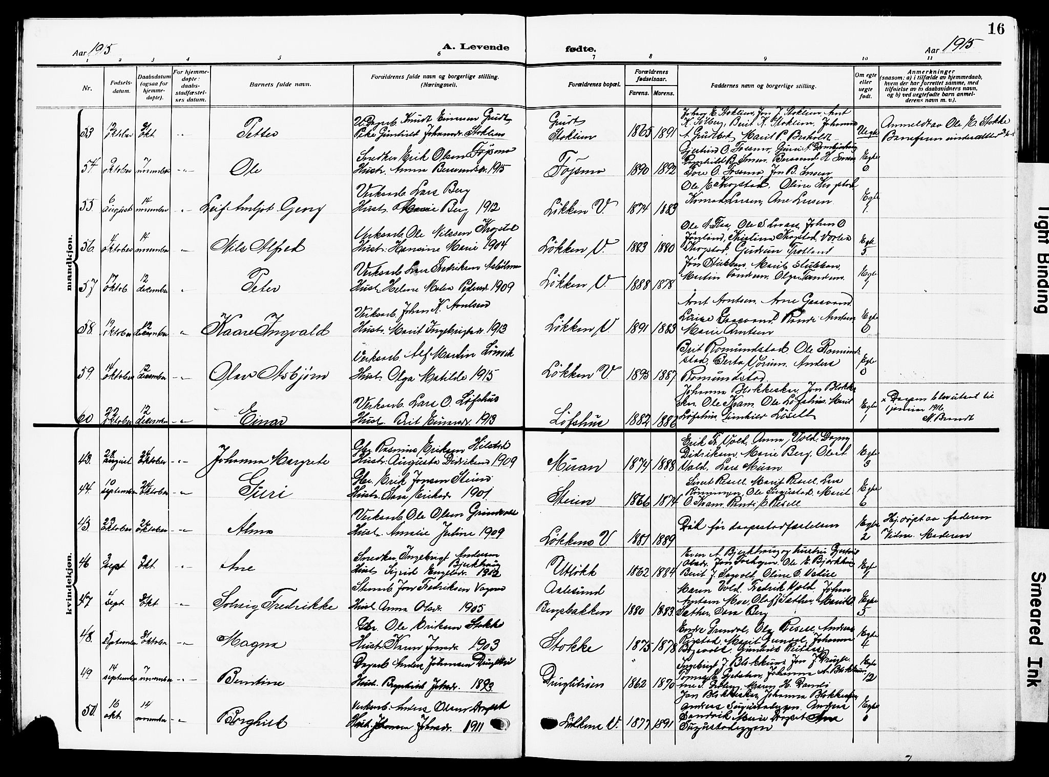 Ministerialprotokoller, klokkerbøker og fødselsregistre - Sør-Trøndelag, AV/SAT-A-1456/672/L0865: Klokkerbok nr. 672C04, 1914-1928, s. 16