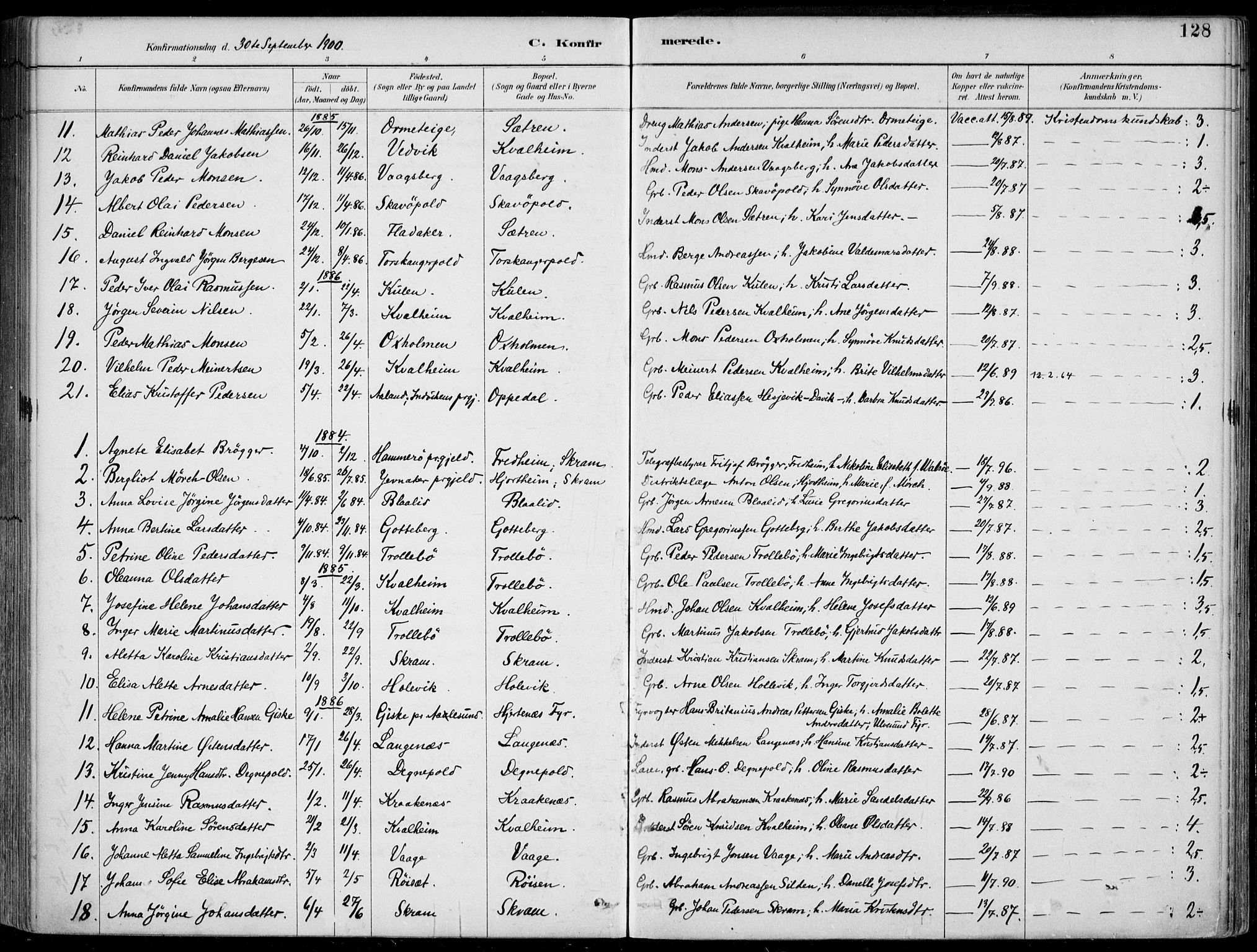 Selje sokneprestembete, AV/SAB-A-99938/H/Ha/Haa/Haac/L0002: Ministerialbok nr. C  2, 1889-1904, s. 128