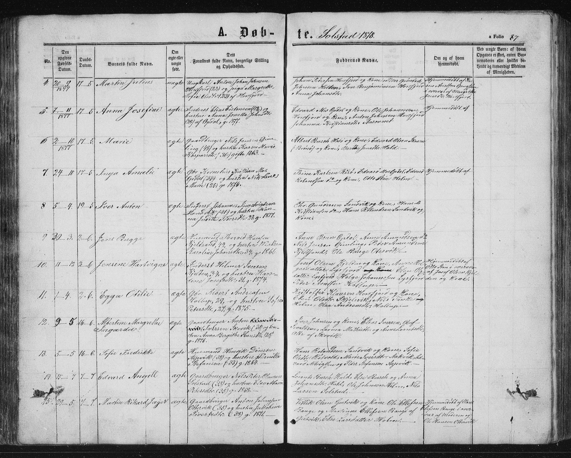 Ministerialprotokoller, klokkerbøker og fødselsregistre - Nordland, AV/SAT-A-1459/810/L0159: Klokkerbok nr. 810C02 /2, 1863-1883, s. 87