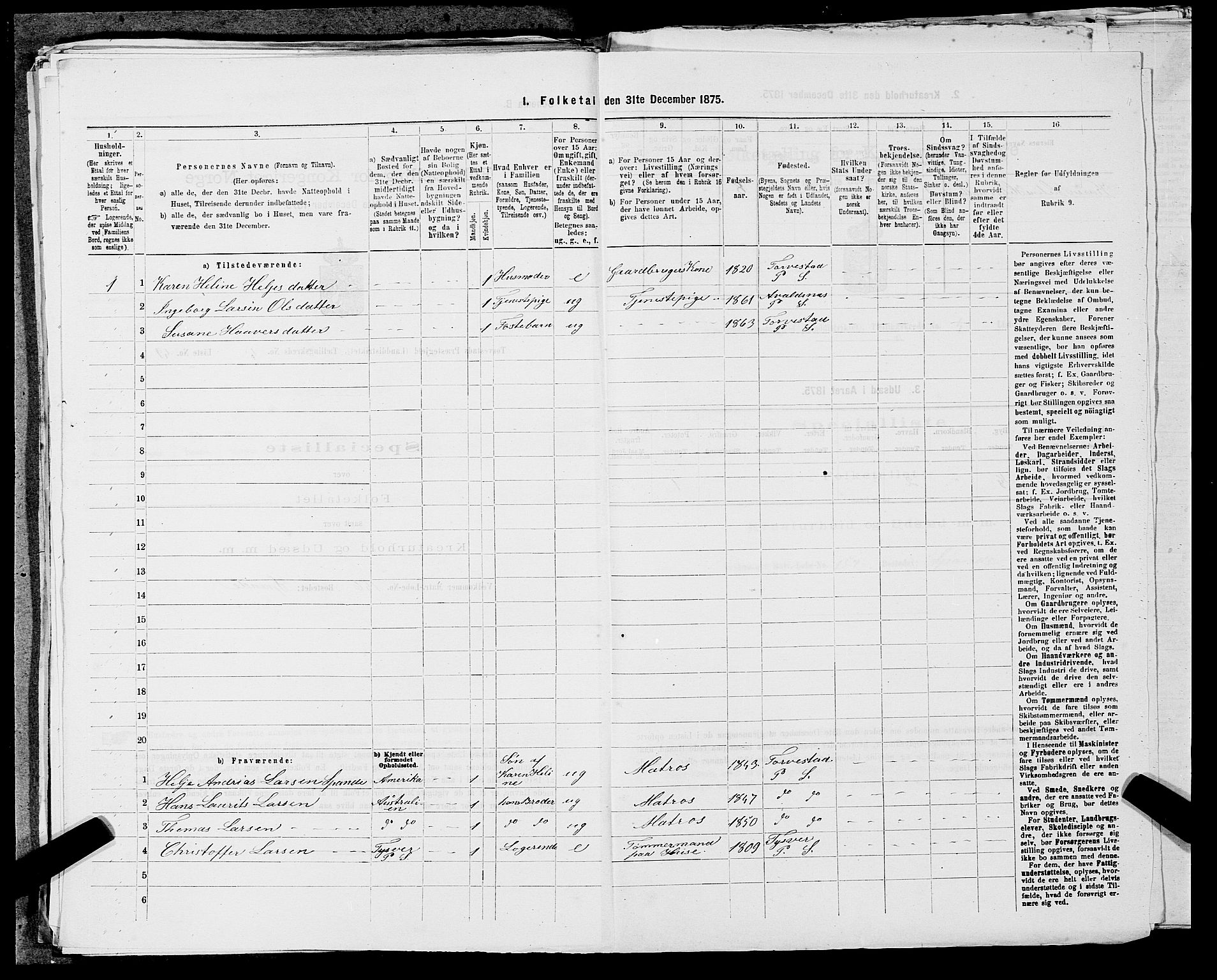 SAST, Folketelling 1875 for 1152L Torvastad prestegjeld, Torvastad sokn, Skåre sokn og Utsira sokn, 1875, s. 637