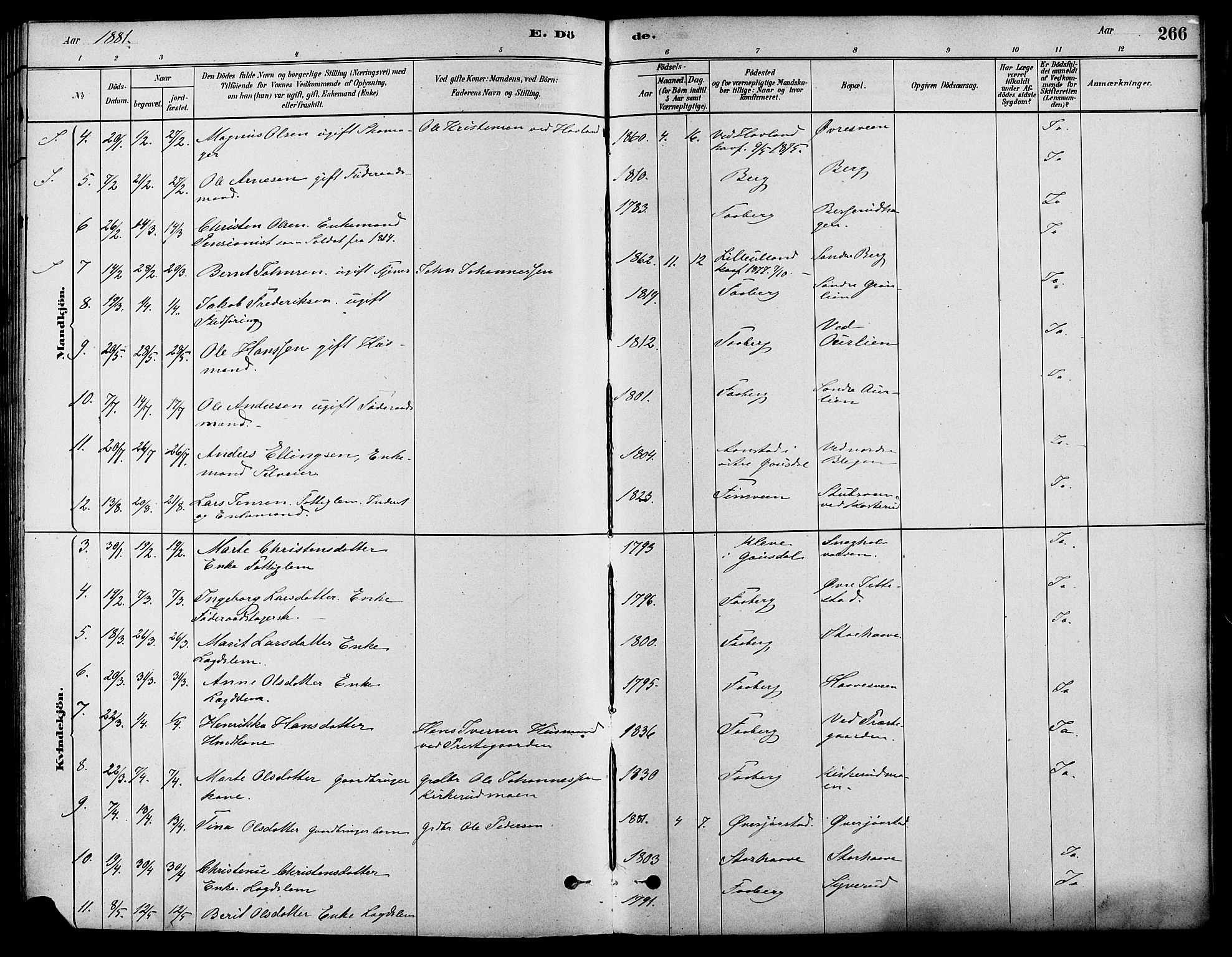 Fåberg prestekontor, SAH/PREST-086/H/Ha/Haa/L0008: Ministerialbok nr. 8, 1879-1898, s. 266