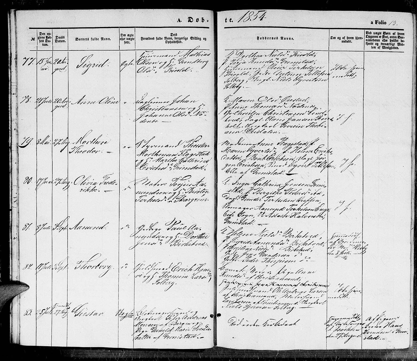 Fjære sokneprestkontor, AV/SAK-1111-0011/F/Fb/L0008: Klokkerbok nr. B 8, 1854-1867, s. 13