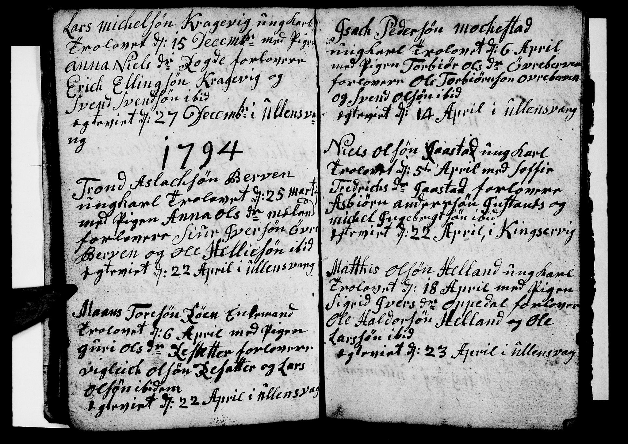 Ullensvang sokneprestembete, SAB/A-78701/H/Hab: Klokkerbok nr. B 7, 1792-1797