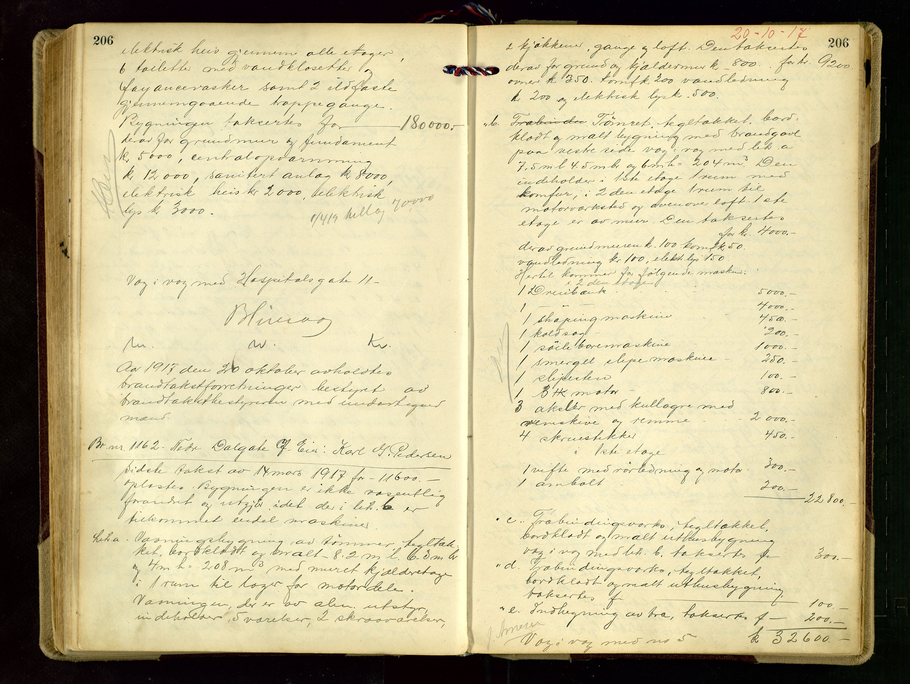 Norges Brannkasse Stavanger, AV/SAST-A-102143/F/Fd/L0015: Branntaksprotokoll nr. 26, 1916-1918, s. 206