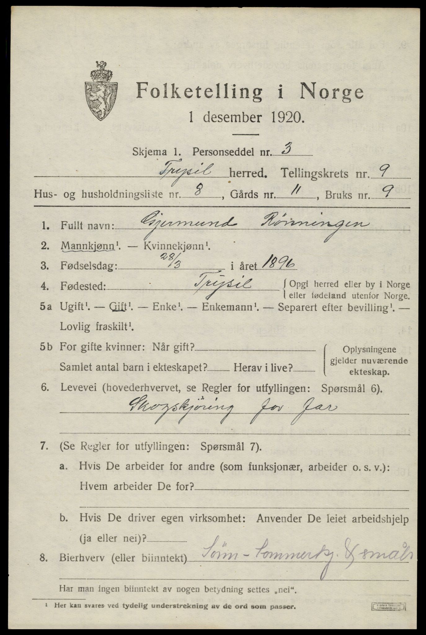 SAH, Folketelling 1920 for 0428 Trysil herred, 1920, s. 6635