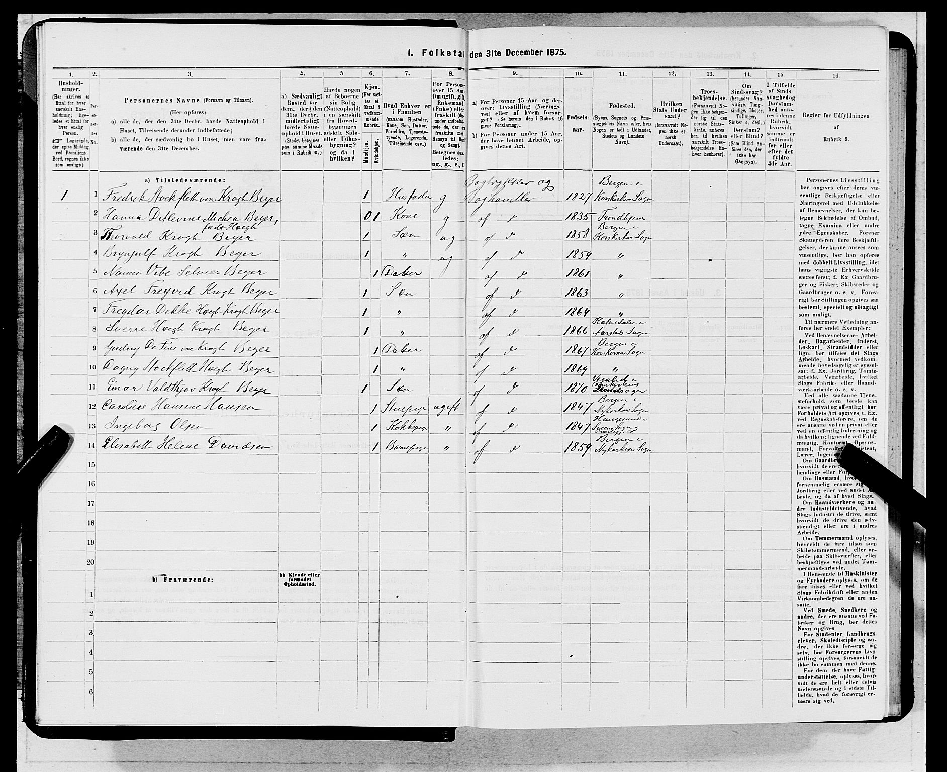 SAB, Folketelling 1875 for 1281L Bergen landdistrikt, Domkirkens landsokn og Sandvikens landsokn, 1875, s. 437