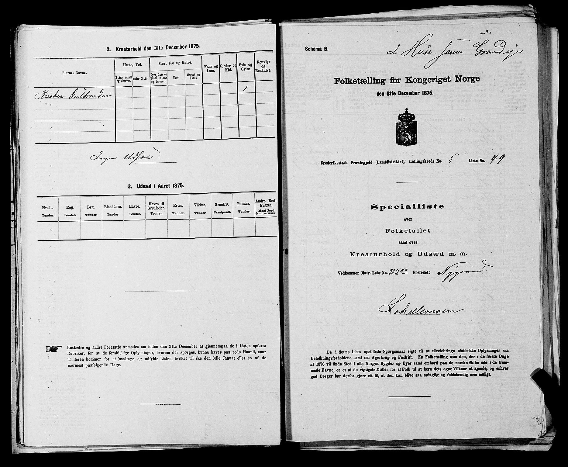RA, Folketelling 1875 for 0132L Fredrikstad prestegjeld, Glemmen sokn, 1875, s. 932
