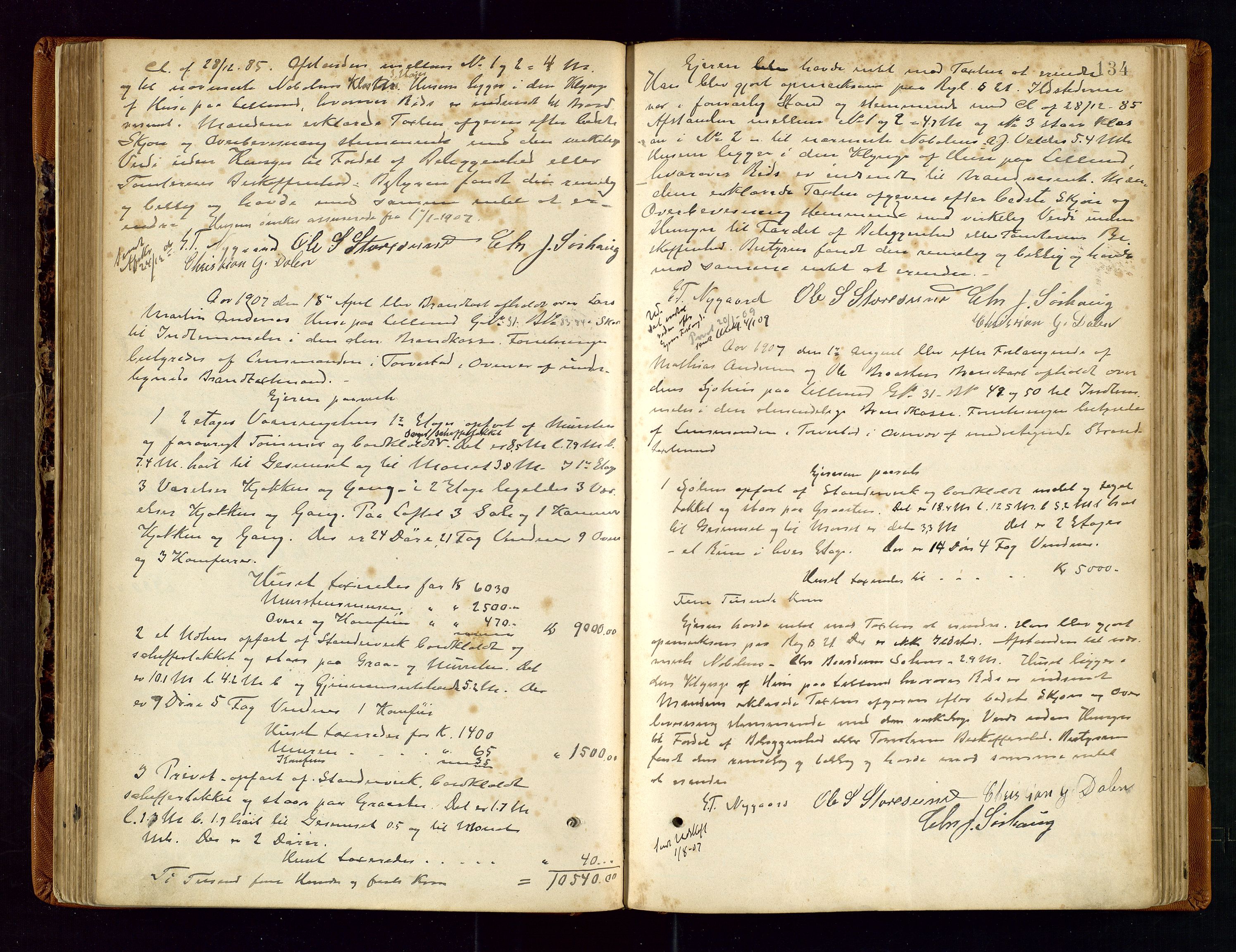 Torvestad lensmannskontor, AV/SAST-A-100307/1/Goa/L0002: "Brandtaxationsprotokol for Torvestad Thinglag", 1883-1917, s. 133b-134a