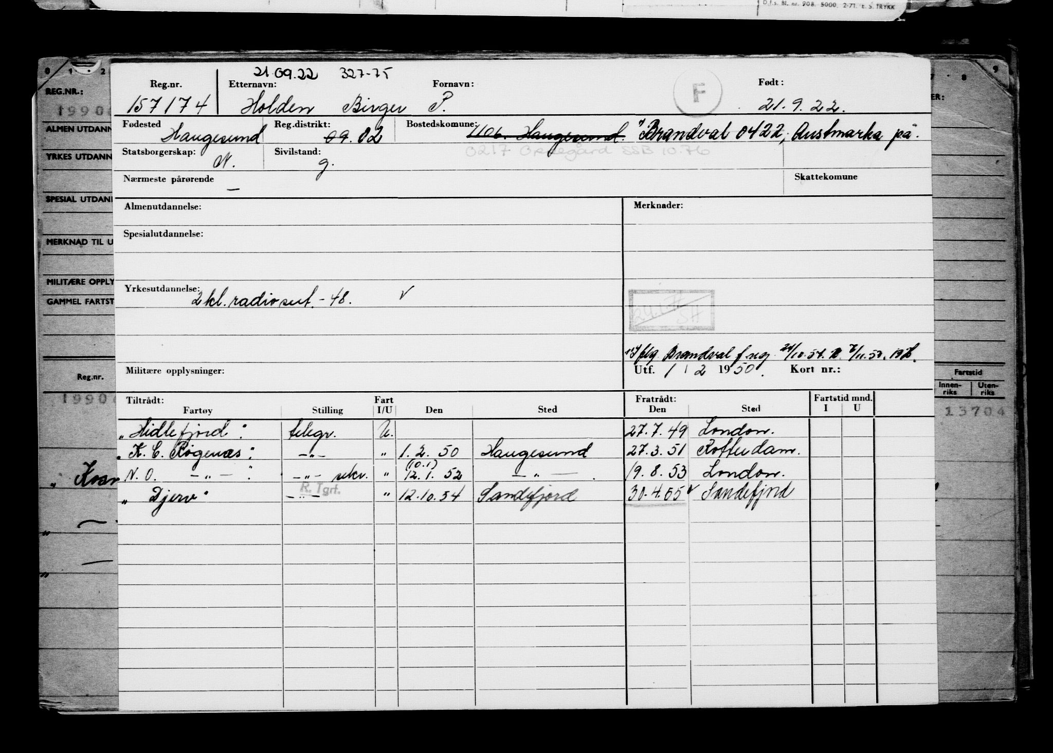 Direktoratet for sjømenn, AV/RA-S-3545/G/Gb/L0210: Hovedkort, 1922, s. 743