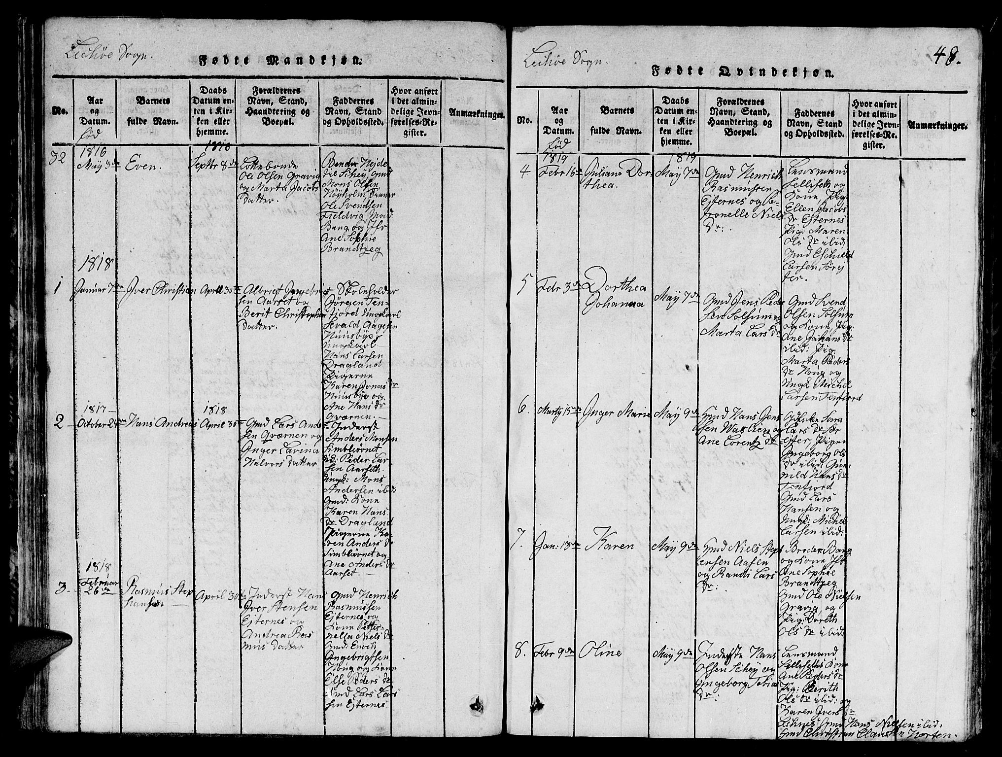 Ministerialprotokoller, klokkerbøker og fødselsregistre - Nord-Trøndelag, AV/SAT-A-1458/780/L0648: Klokkerbok nr. 780C01 /2, 1815-1875, s. 48