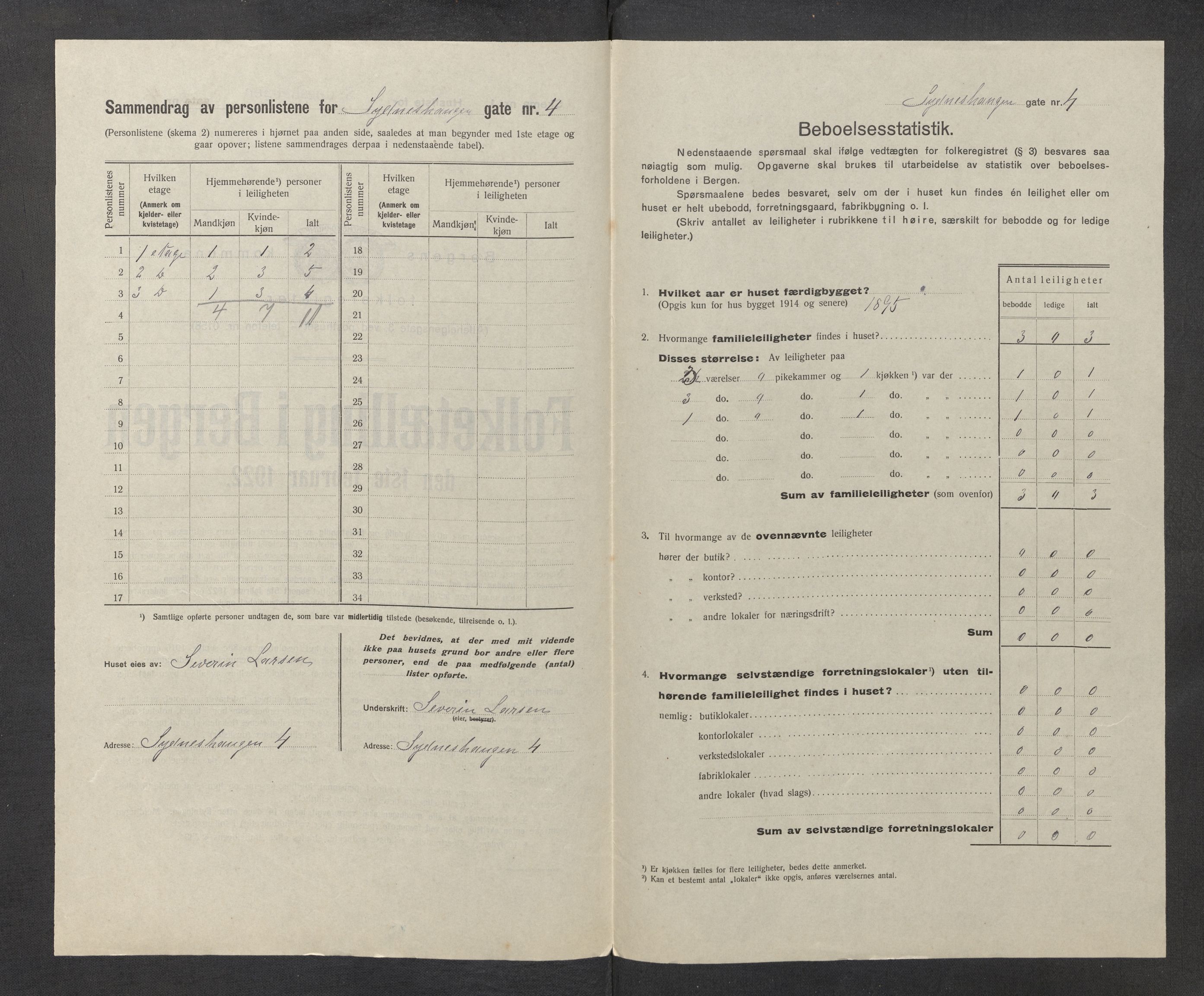 SAB, Kommunal folketelling 1922 for Bergen kjøpstad, 1922, s. 42330
