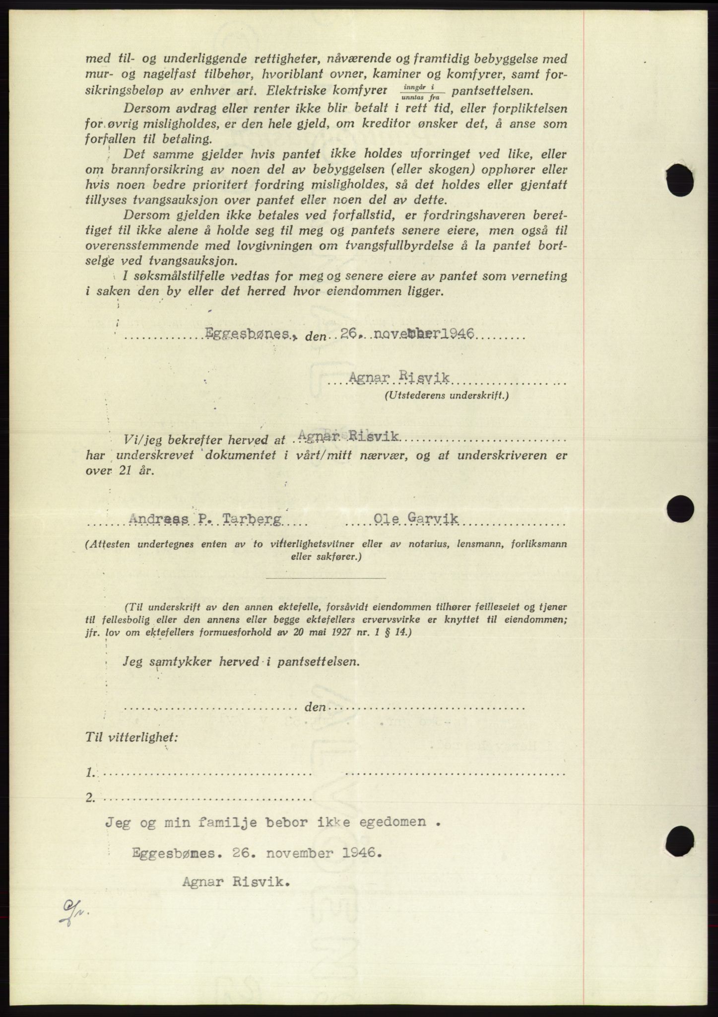 Søre Sunnmøre sorenskriveri, AV/SAT-A-4122/1/2/2C/L0114: Pantebok nr. 1-2B, 1943-1947, Dagboknr: 1667/1946